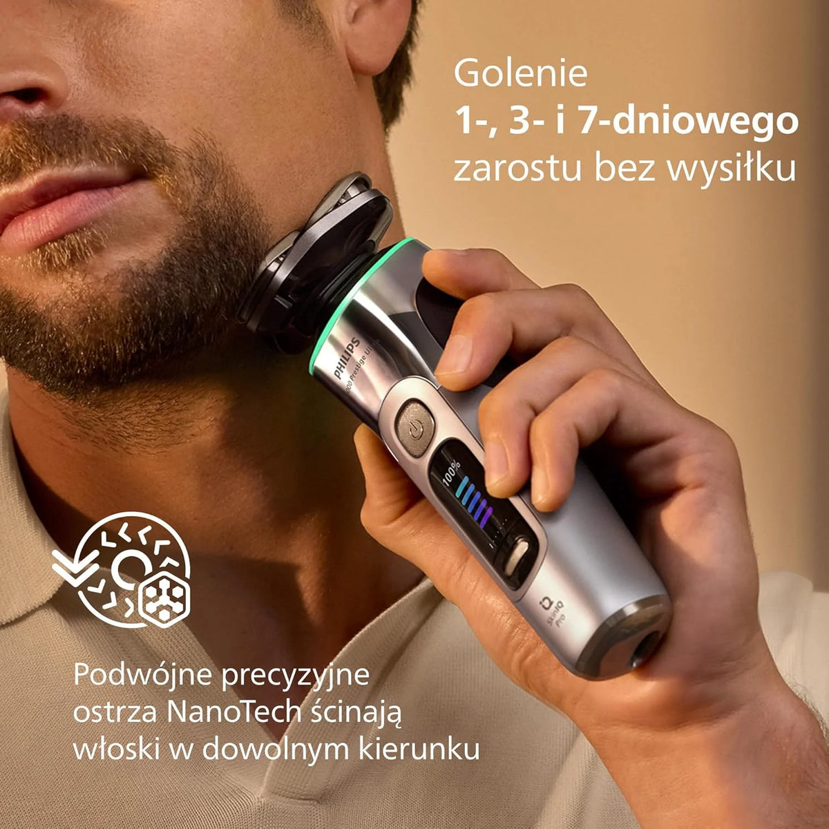Philips Shaver i9000 Prestige Ultra, golarka elektryczna do golenia na sucho i mokro z technologią Skin IQ Pro, System Triple Lift & Cut, obrotowe 360º ostrza, 5 trybów golenia, Model XP9404/31
