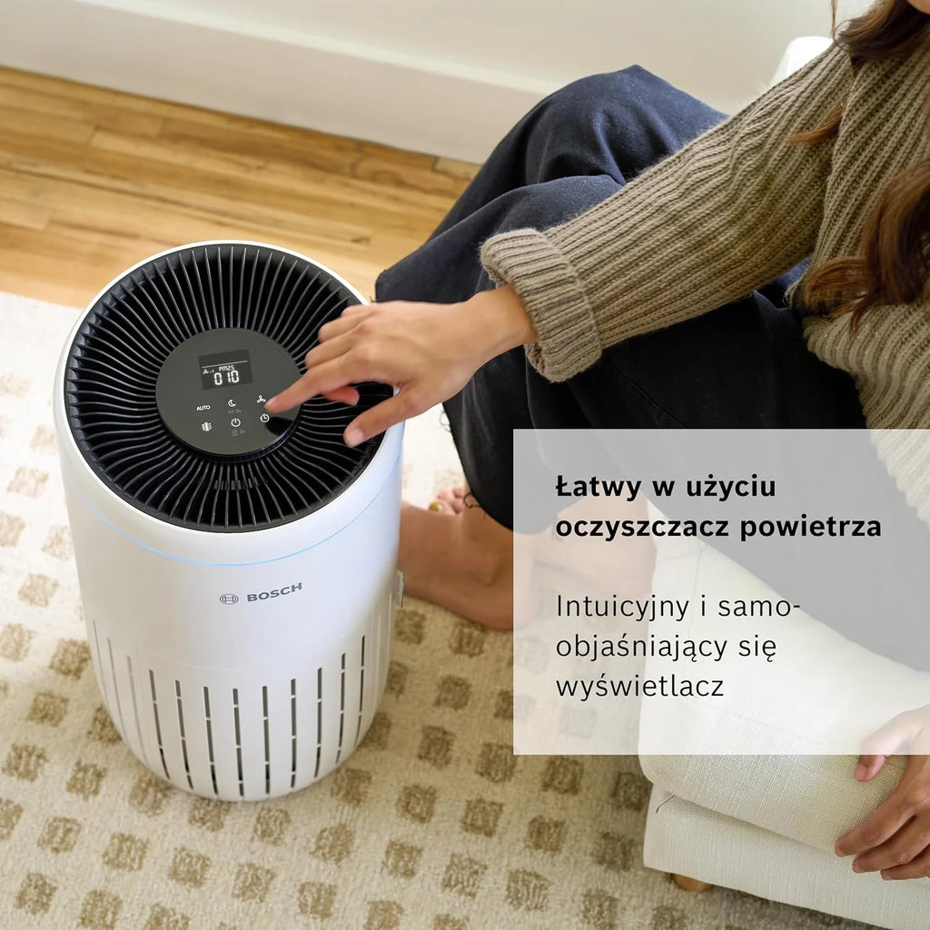 Bosch Air 6000 - Oczyszczacz powietrza — do powierzchni do 125 m² — skutecznie filtruje ponad 99% zanieczyszczeń — Tryb automatyczny oraz uśpienia (< 25 dB(A)) — CADR: 600 m³/h