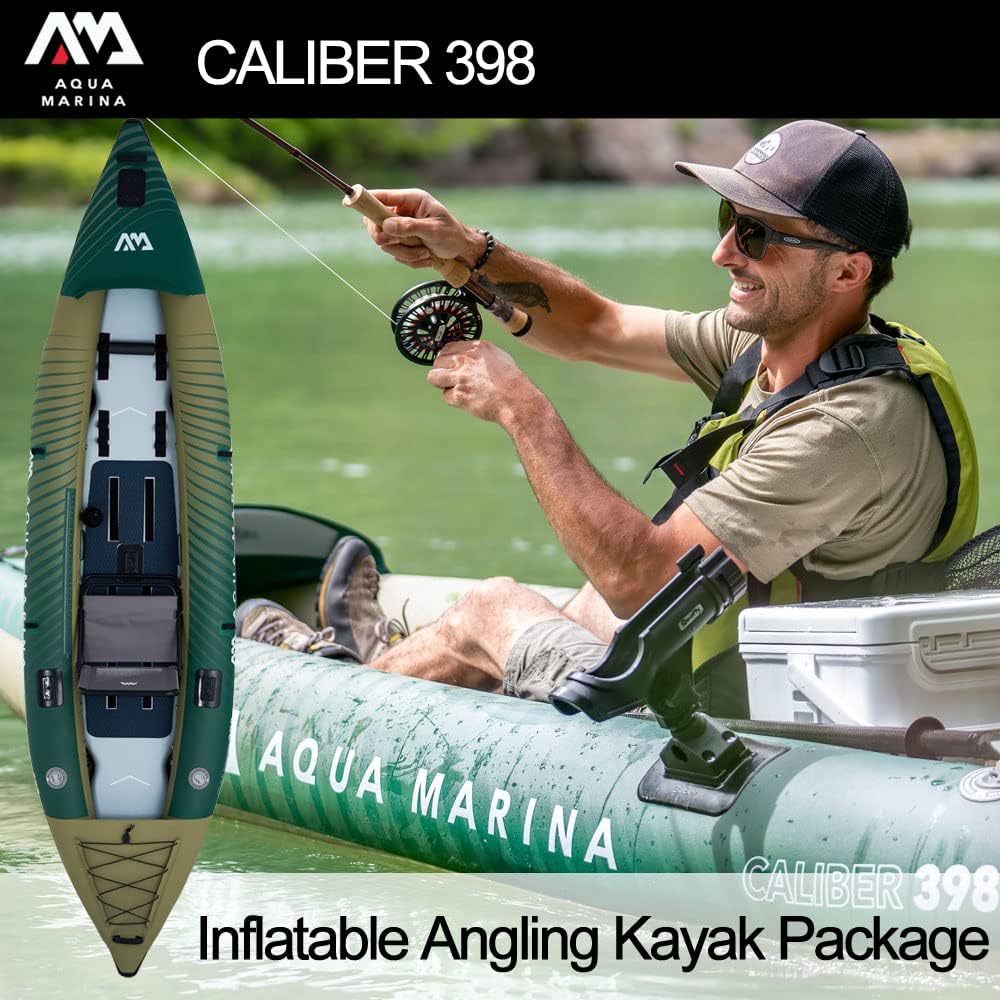Aqua Marina CALIBER 398 Kajak Fusion, wędkarski, dla 1/2 osób, 398 cm, zielony