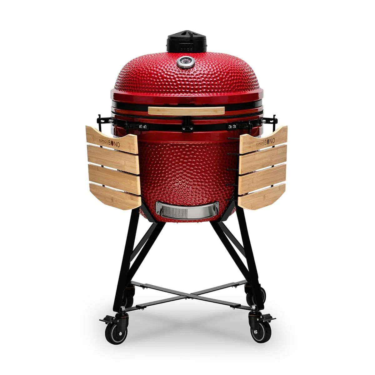 Kamado BONO BBQ Grande - ceramiczny grill Kamado z 6 dodatkami - grill BBQ Ø 59 cm z akcesoriami - czerwony Grill-wędzarnia na patio, balkon lub do ogrodu