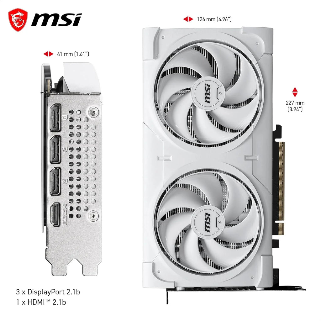MSI Karta graficzna NVIDIA GeForce RTX 5060 Ti 8G Ventus 2X OC Plus - 8 GB GDDR7 (28 GB/s /128 Bits), PCIe 5.0 - Podwójny wentylator (2 x wentylatory STORMFORCE), HDMI 2.1b, DisplayPort 2.1b