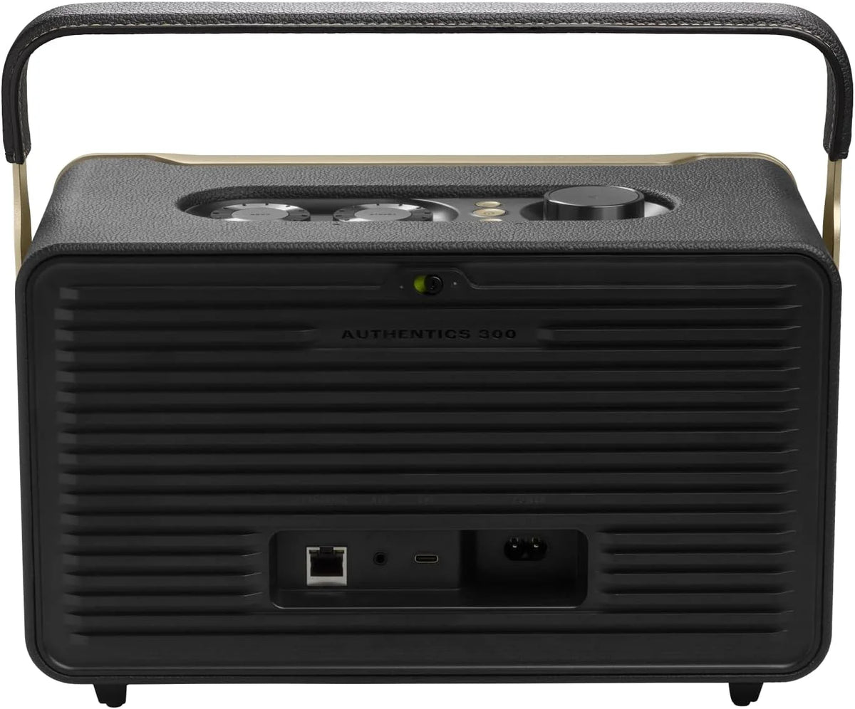 JBL Authentics 300, Głośnik Bezprzewodowy, 8h Odtwarzania, z Wbudowanym Wi-Fi, Bluetooth, Dźwiękiem Stereo i Mocnym Basem, Kompatybilny z Alexa i Google Home, w Stylu Retro