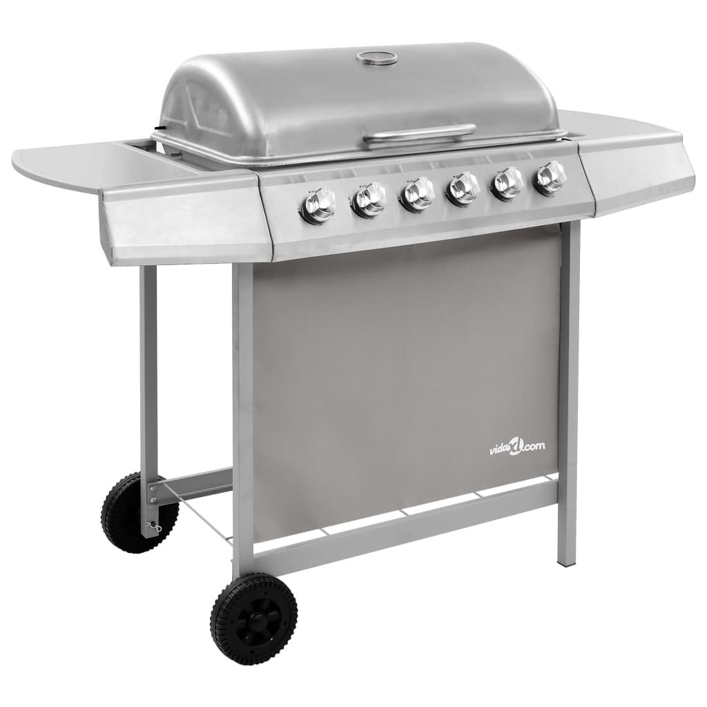 Grill gazowy Vidaxl 6-palnikowy, srebrny