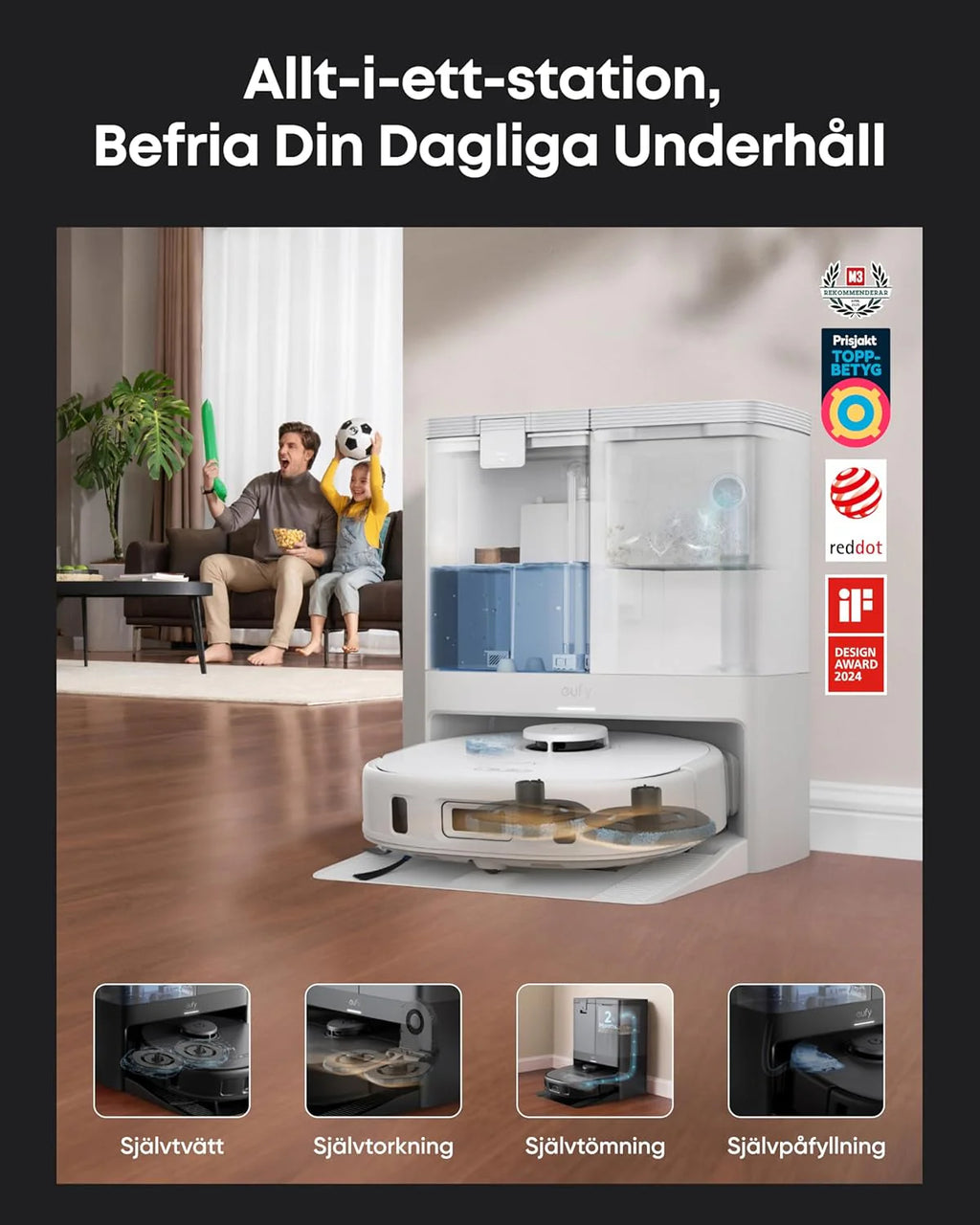 Robot odkurzający eufy X10 Pro Omni z systemem MopMaster 2.0 (8000 Pa), technologią inteligentnej nawigacji iPath, automatycznie opróżniającym się zbiornikiem na kurz o pojemności 2,5 l (Czarny)