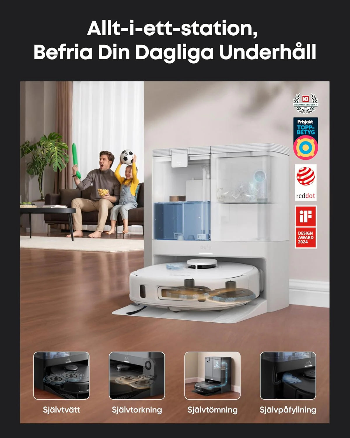 Robot odkurzający eufy X10 Pro Omni z systemem MopMaster 2.0 (8000 Pa), technologią inteligentnej nawigacji iPath, automatycznie opróżniającym się zbiornikiem na kurz o pojemności 2,5 l (Czarny)