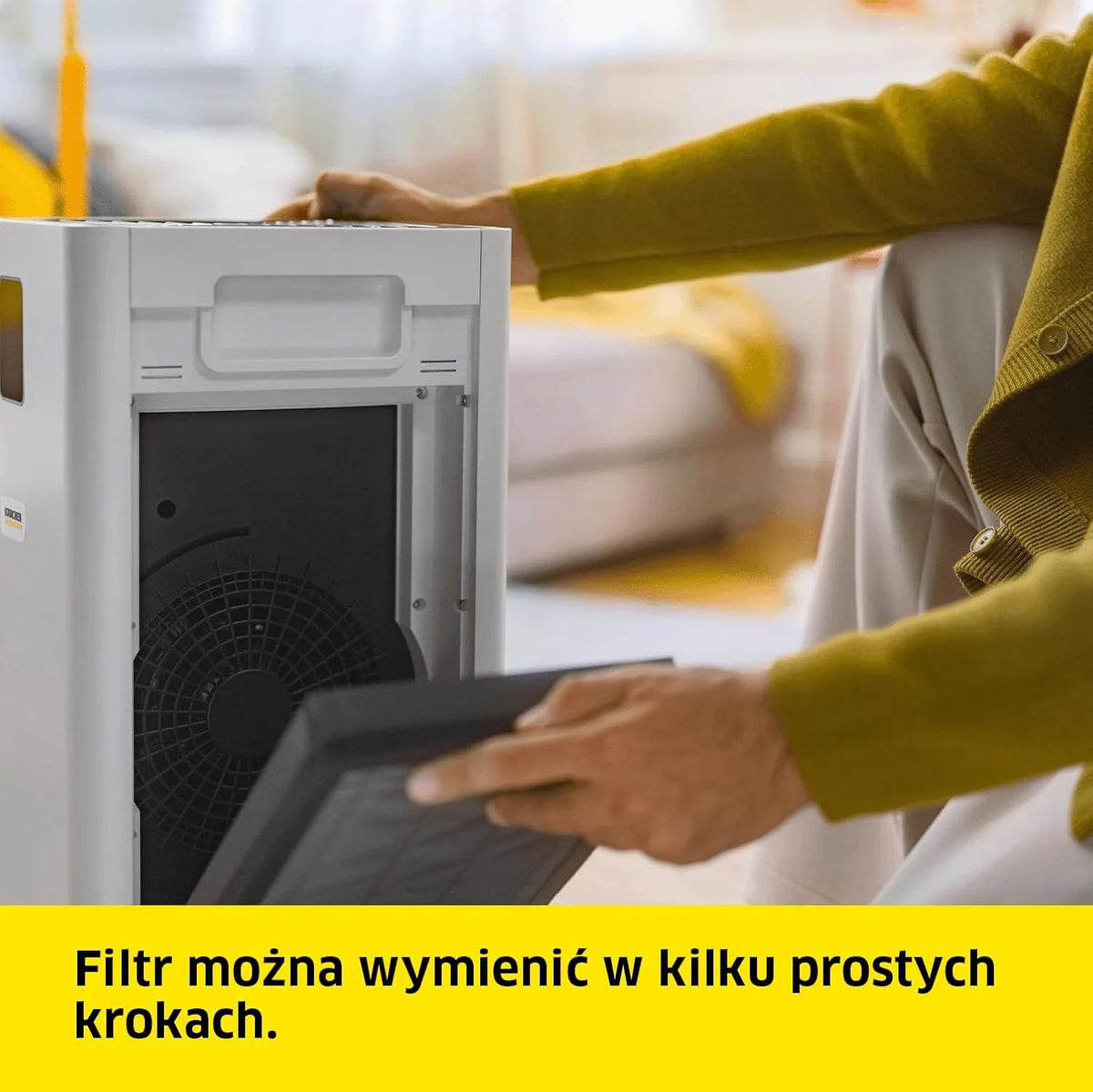Kärcher Oczyszczacz Powietrza AF 50 Signature Line, przepływ: 520 m³/h, do 100 m², usuwa 99,95% cząsteczek do 0,3 μm i zapachów, funkcja automatyczna, timer, tryb nocny, w zestawie zestaw filtrów