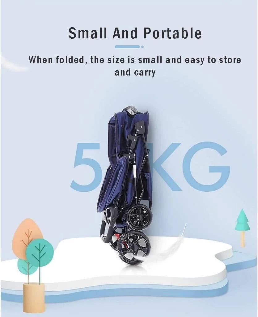 Lekki Wózek Dla Małych Średnich Psów/kotów Składany Wózek Dla Psa Premium Pet Travel Pram Stroller Z Uchwytem Na Kubek Wózek Dla Kota Pushchair (Color : Black)