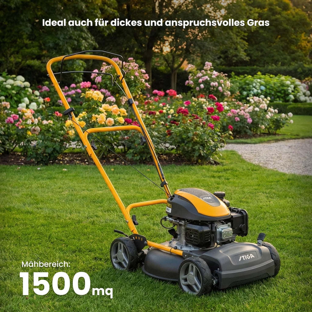 STIGA Multiclip 47 S silnik wybuchowy, kosiarka do trawy trakcyjnej z silnikiem o pojemności 123 ccm, płyta tnąca 45 cm, 5 wysokości cięcia, ergonomiczny uchwyt składany