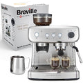 Breville Barista Max Ekspres do kawy Kolbowy VCF126X, Zbiornik na wodę 2.8L, Zintegrowany młynek do kawy i spieniacz do mleka, 15 Bar, Stal Szczotkowana