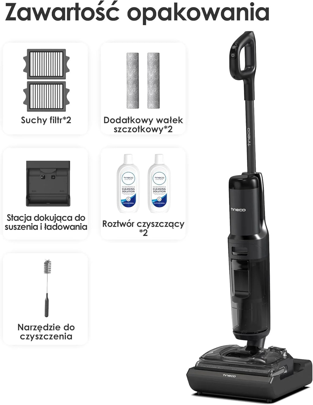 Tineco Floor ONE S7 Stretch Ultra Bezprzewodowy Odkurzacze na sucho i mokro, zapobiegająca splątaniu 180°, czas pracy 50 minut, samooczyszczanie Flashdry 85℃, dwustronne czyszczenie krawędzi