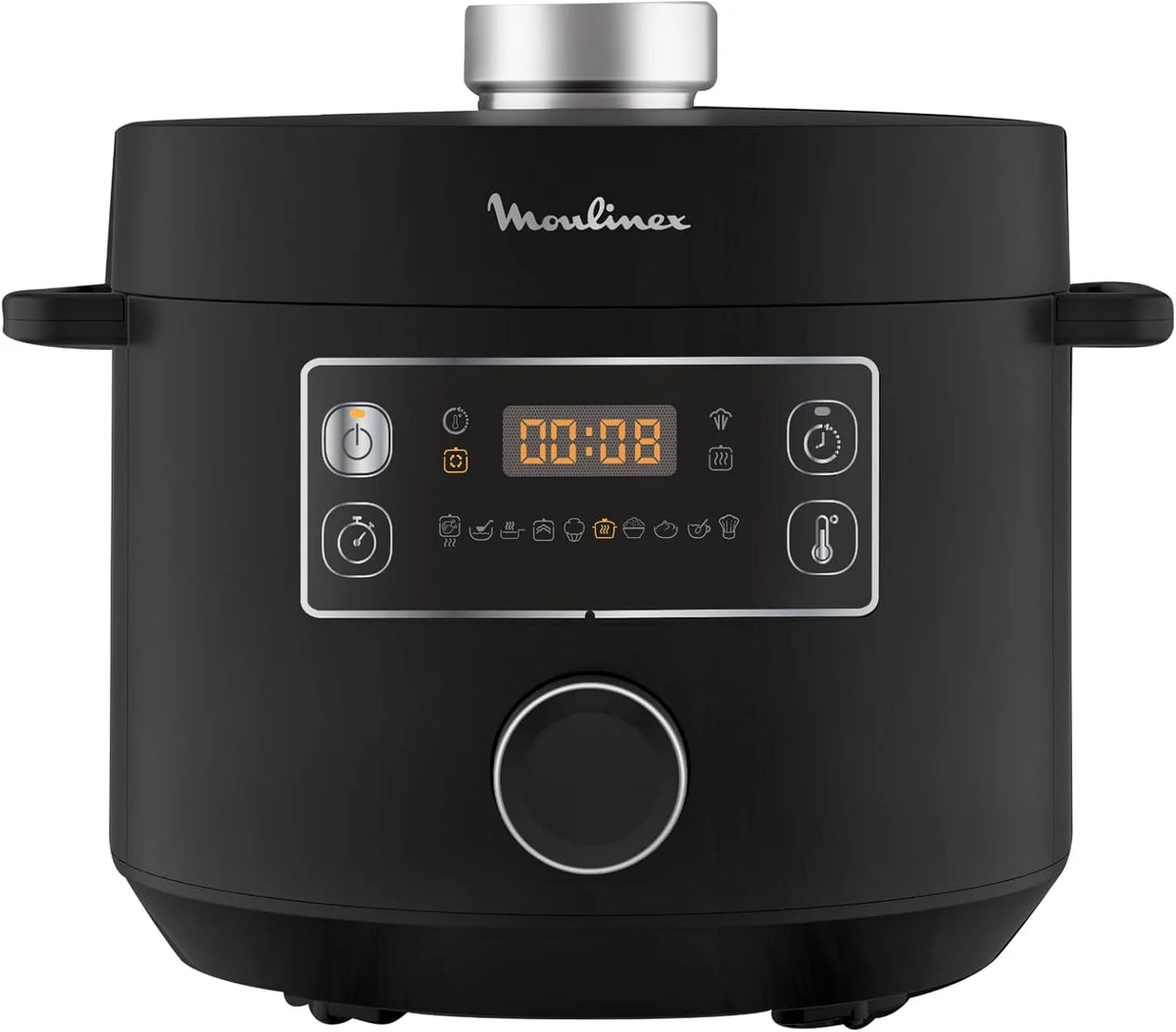 Moulinex Turbo Cuisine & Fry CE7788-2 w 1: elektryczny szybkowar i frytkownica powietrzna do 1450 W, nieprzywierająca miska sferyczna, 15 programów automatycznych, timer, akcesoria, czarny