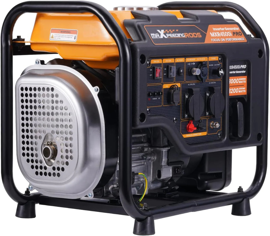Generator inwerterowy 3200 W, benzynowy, 4-suwowy zasilacz awaryjny z funkcją równoległości, z wyjściami AC/DC/USB do ogrodu, miejsca pracy, domu, garażu i wielu innych