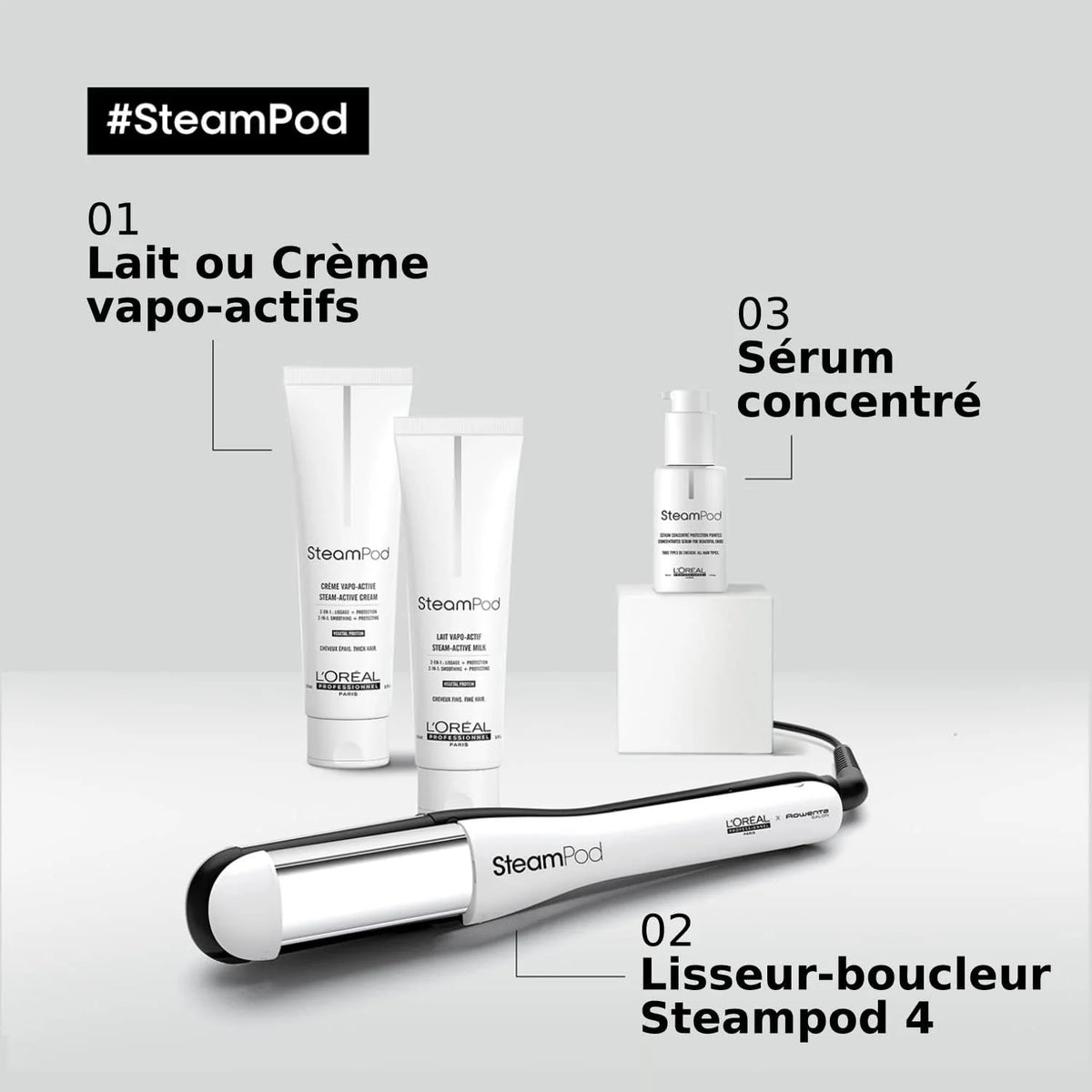 Steampod 4, Profesjonalna prostownica do włosów, opatentowana technologia parowa, wszystkie rodzaje włosów, zestaw 3 grzebieni w zestawie, L'Oréal Professional