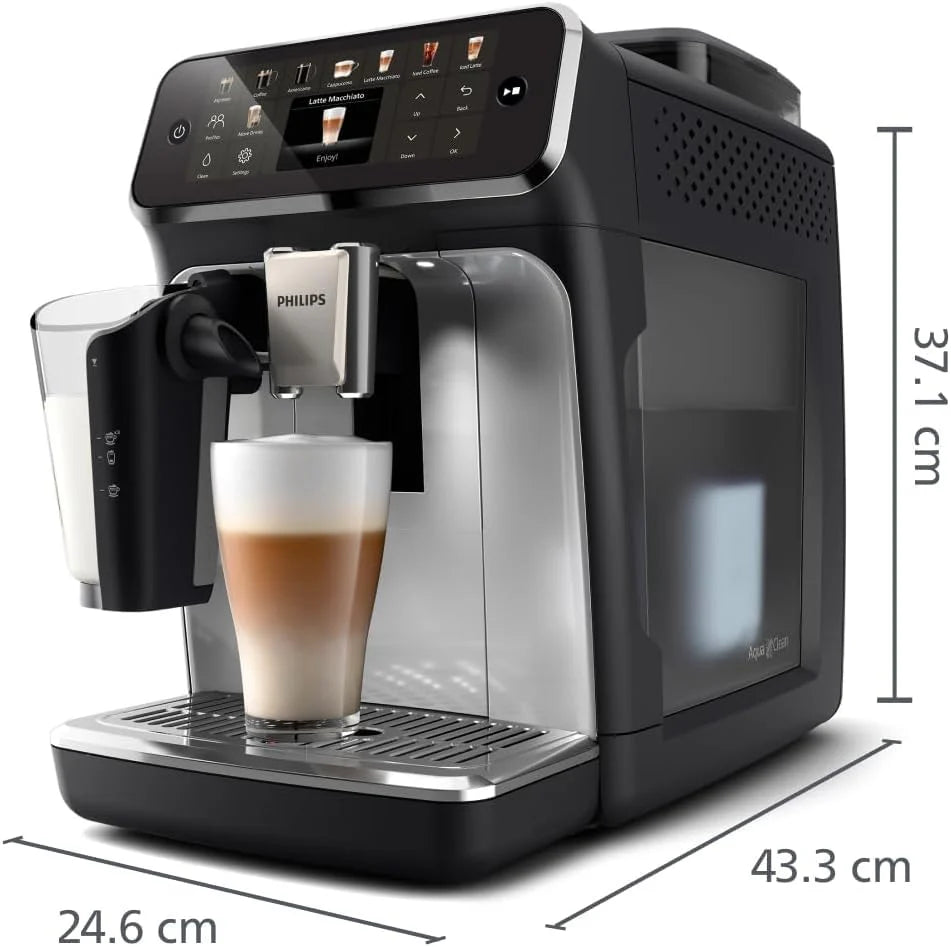 Philips w Pełni Automatyczny Ekspres do Kawy z Serii 5500-20 Kaw Gorących i Mrożonych, Szybki w Czyszczeniu System Mleczny LatteGo, Technologia SilentBrew, QuickStart, Szary (EP5544/50)