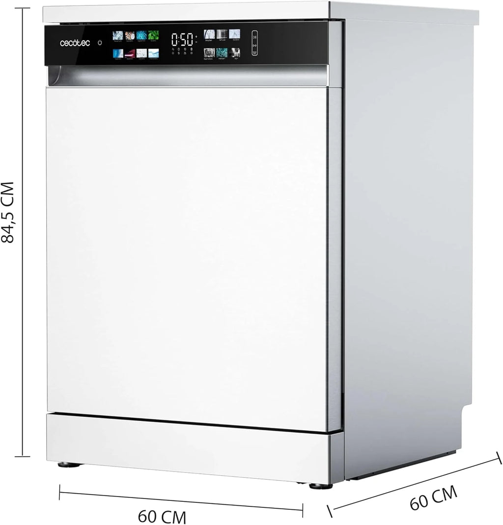 Cecotec Zmywarka do zabudowy Bolero Aguazero 6210 D. 60 cm, 15 koców, klasa D, Display Color, trzecia taca, 14 programów, podwójna strefa, elektroniczny Aquastop, Dry +, regulowana taca, AutoClean