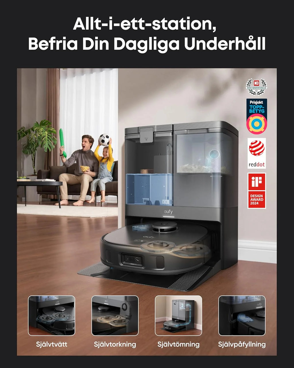 Robot odkurzający eufy X10 Pro Omni z systemem MopMaster 2.0 (8000 Pa), technologią inteligentnej nawigacji iPath, automatycznie opróżniającym się zbiornikiem na kurz o pojemności 2,5 l (Czarny)