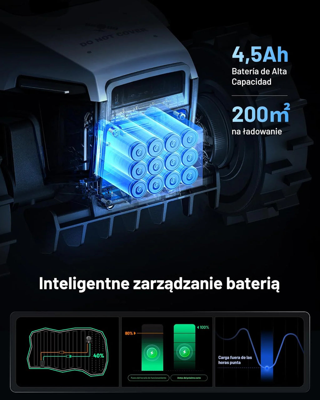 Mammotion YUKA 2000 Kosiarka Automatyczna z zamiatarką, Zalecane 2000 m², maks.2400 m²,i Nachyleniu 45%, UltraSense AI Vision do Auto-Mapowania Wysokość Koszenia 20-90mm Szerokość Koszenia 320mm