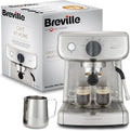 Breville Barista Max Ekspres do kawy Kolbowy VCF126X, Zbiornik na wodę 2.8L, Zintegrowany młynek do kawy i spieniacz do mleka, 15 Bar, Stal Szczotkowana