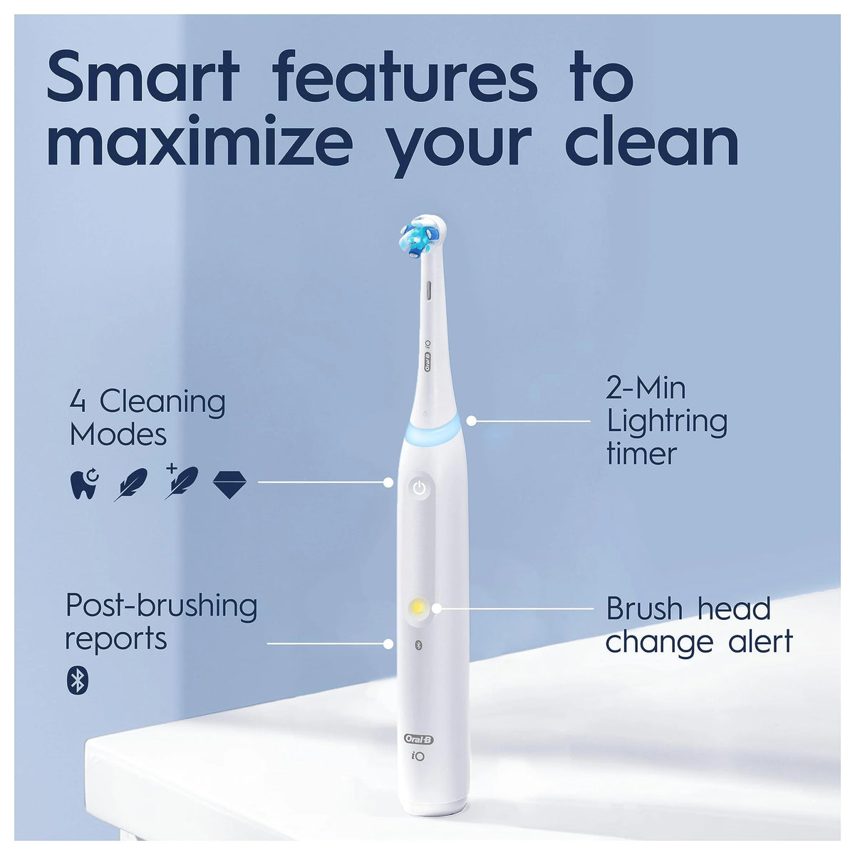 Oral-B iO4 Elektryczne szczoteczki do zębów dla dorosłych, elektryczna szczoteczka do zębów Oral B, 1 głowica szczoteczki do zębów, 4 tryby z wybielaniem zębów, elektryczna szczoteczka do zębów dla