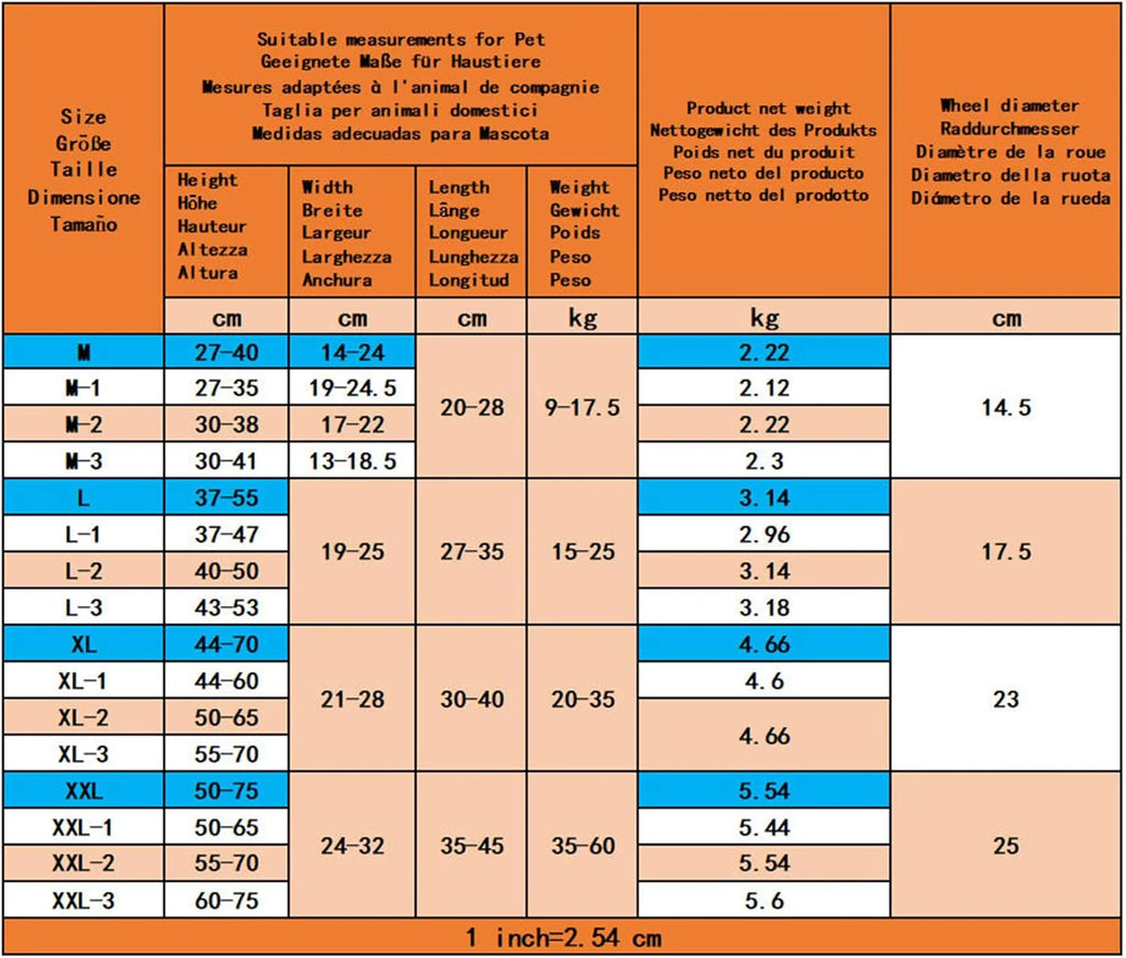 Regulowane 2 koła wózek dla psa,XXL-2 Rozmiar Dla Niepełnosprawnych Rehabilitacja tylnych łap psa, Fit Wysokość 55-70cm, Szerokość 24-32cm, Długość 35-45cm