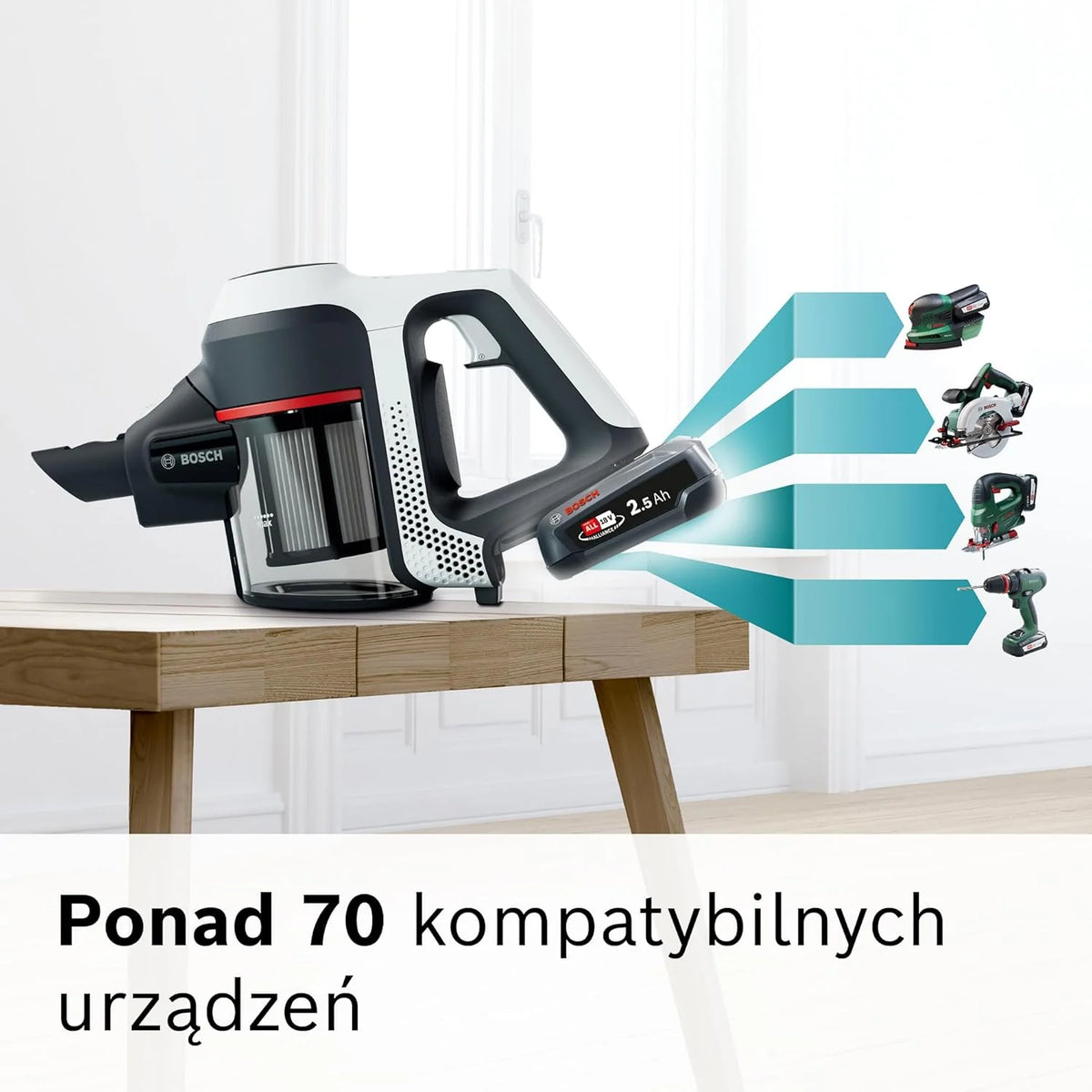 Bosch Akumulatorowy odkurzacz Unlimited seria 6 BKS6111P, bezprzewodowy odkurzacz ręczny, bezworkowy, lekki, higieniczny filtr, wysoka moc ssania, długi czas pracy, ssawka szczelinowa, wszystkie