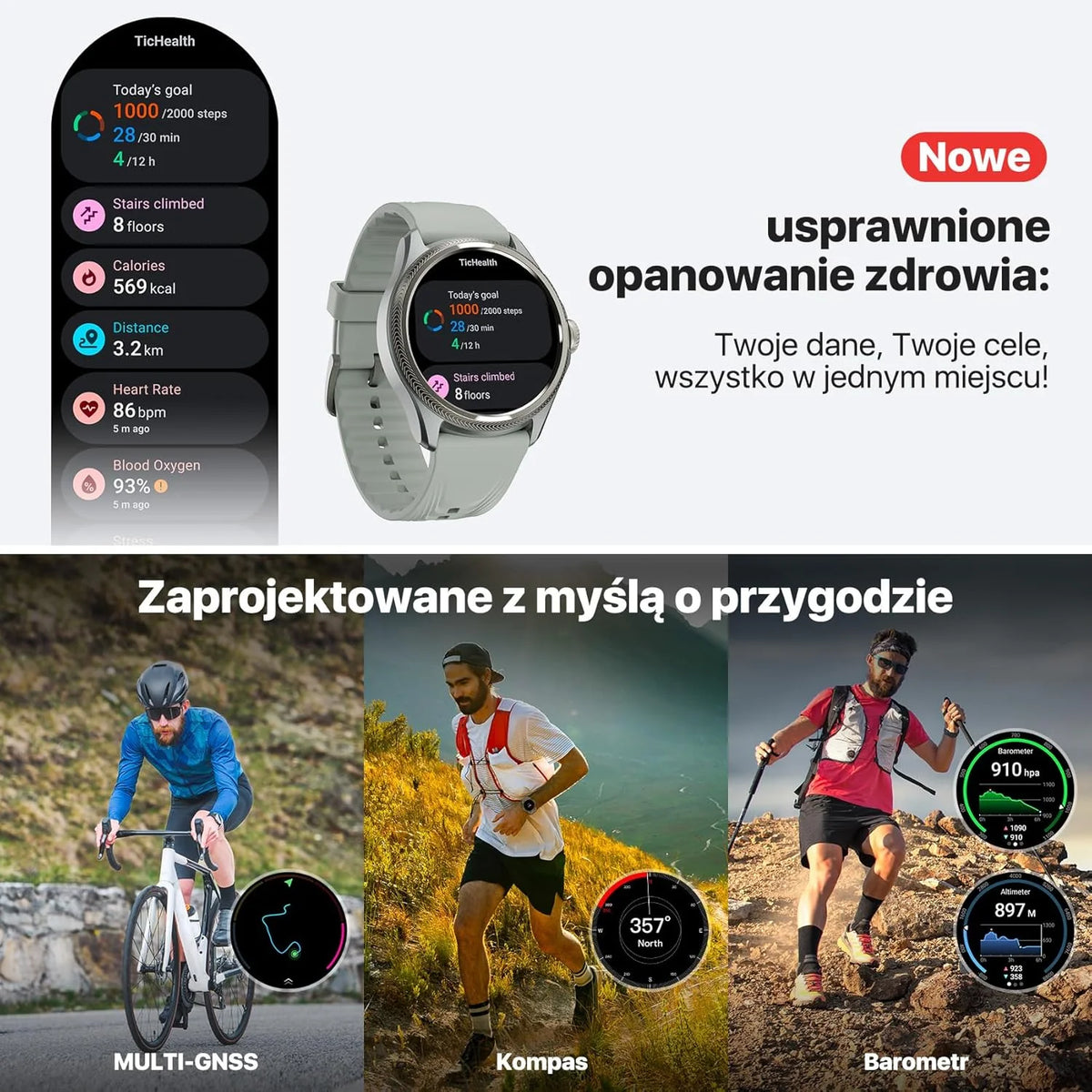 Ticwatch Pro 5 Enduro Smartwatch dla mężczyzn z systemem Android Wear OS Smart Watch 90 h, akumulator 110+, tryby treningowe 7/24, tętno 5 ATM, kompas GPS, nie jest kompatybilny z iPhonem