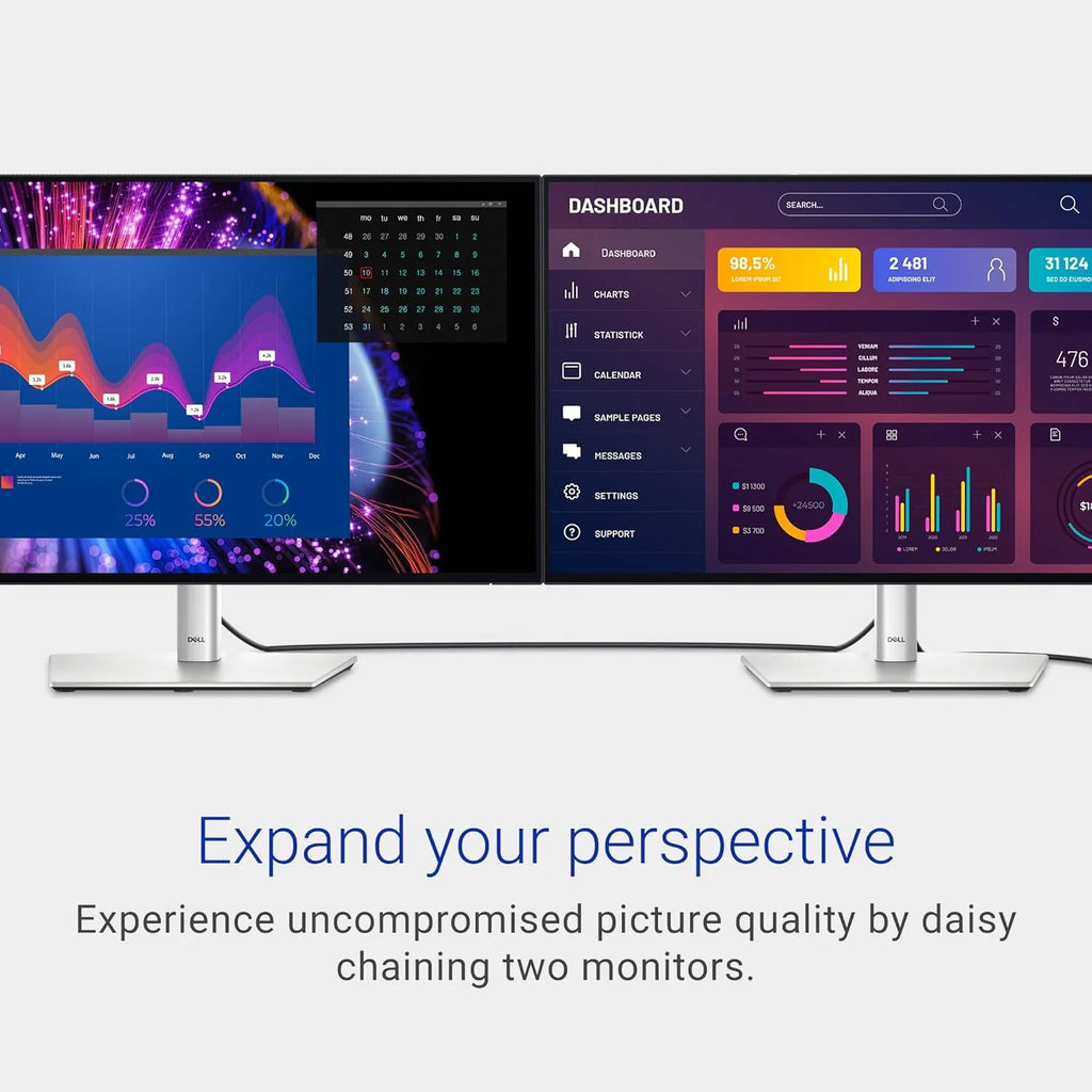 Dell U2724D UltraSharp 27-calowy monitor QHD (2560 x 1440), 120 Hz, IPS Black, 5 ms, 98% DCI-P3, 2X USB-C, 2X DisplayPort, HDMI, 3 x USB, srebrny