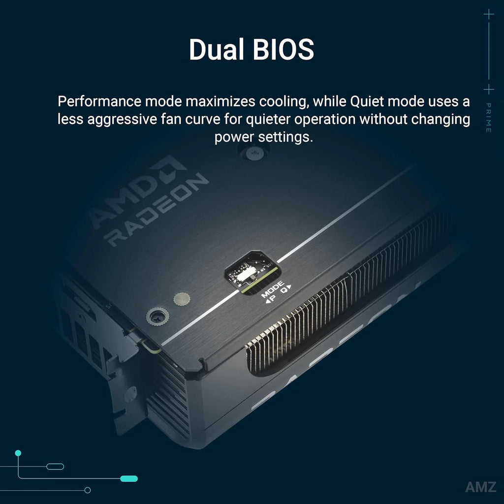ASUS Prime Radeon RX 9060 XT OC Edition 16 GB GDDR6 karta graficzna dla graczy (AMD Radeon RX9060XT, AMD RDNA 4 architektura, PCIe 5.0, 1 x HMDI 2.1b, 2X DisplayPort 2.1a, PRIME-RX9060XT-O16G)