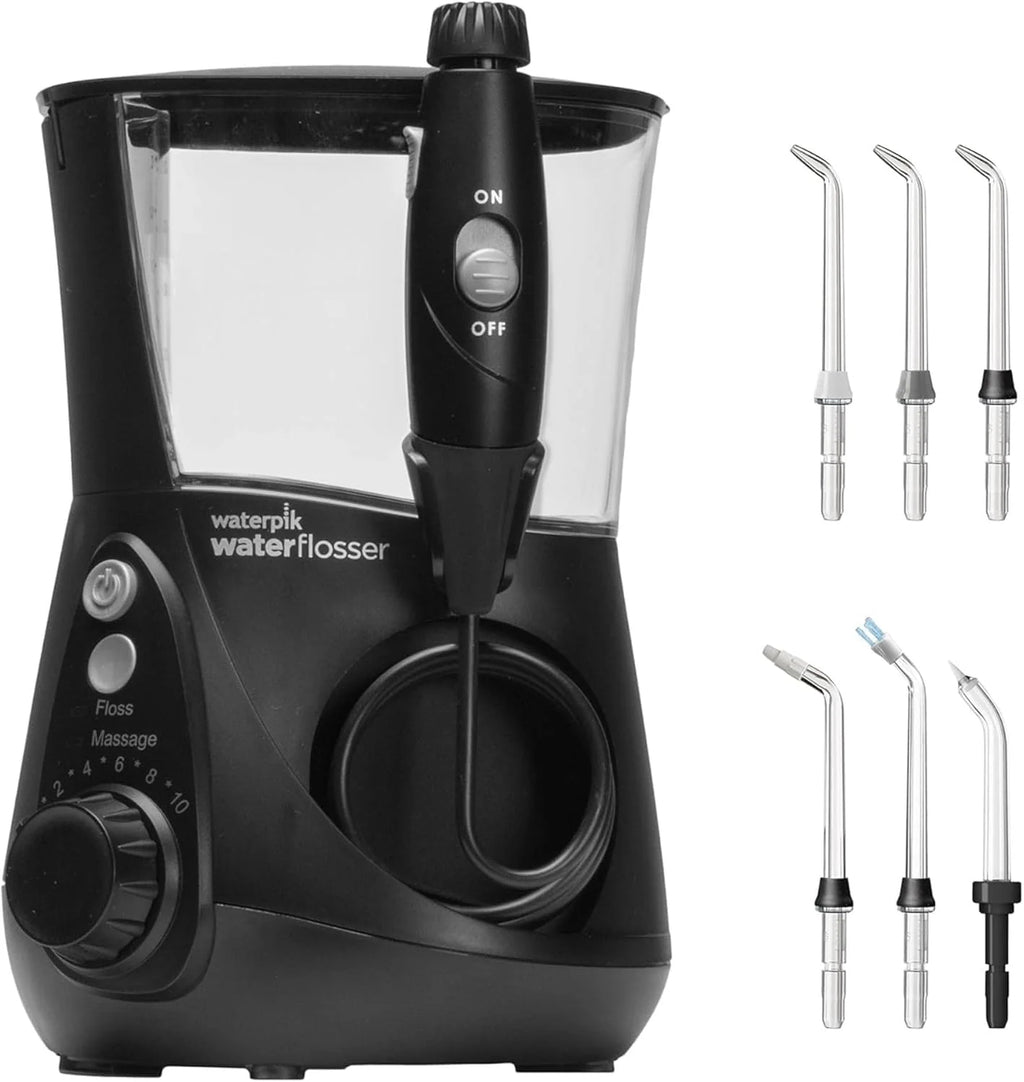 Waterpik Irygator Ultra Professional, 6 Końcówek, Zaawansowana Kontrola Ciśnienia z 10 Trybami, Usuwanie Płytki Nazębnej, Kolor Azul, 650 ml (WP-662EU)