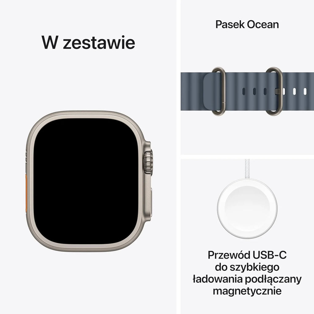 Apple Watch Ultra 3 GPS + Cellular 49 mm, najwyższej klasy zegarek do biegania i innych sportów z wytrzymałą kopertą z tytanu kolor czarny + Alpine Loop kolor czarny - M