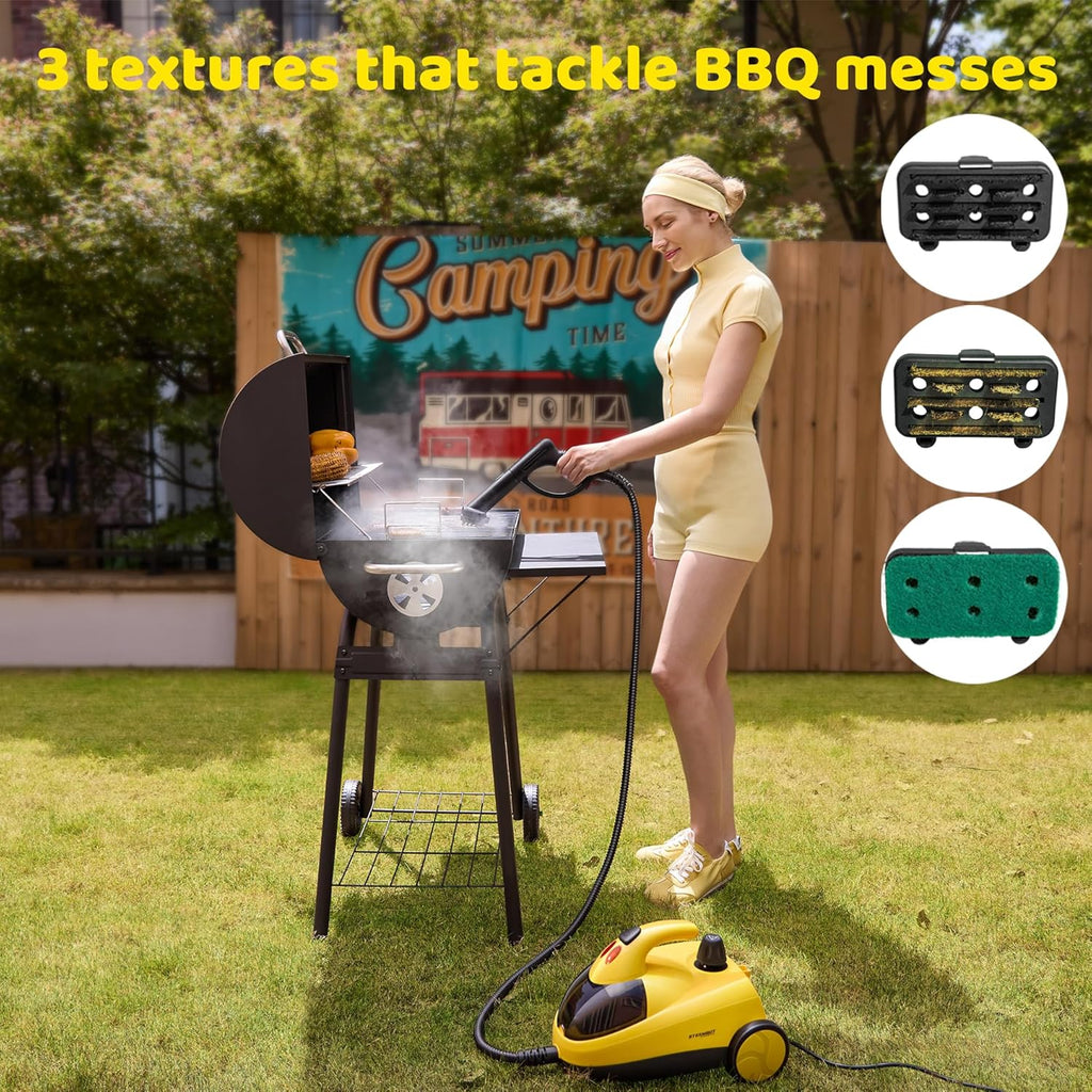 STEAMBOT Mop parowy 37 w 1 do domu i samochodu, zbiornik na wodę 2 l, wąż 1,3 m, głębokie czyszczenie parą do podłóg, płytek, fug, okien, kuchni, salonu, parowar wielopowierzchniowy