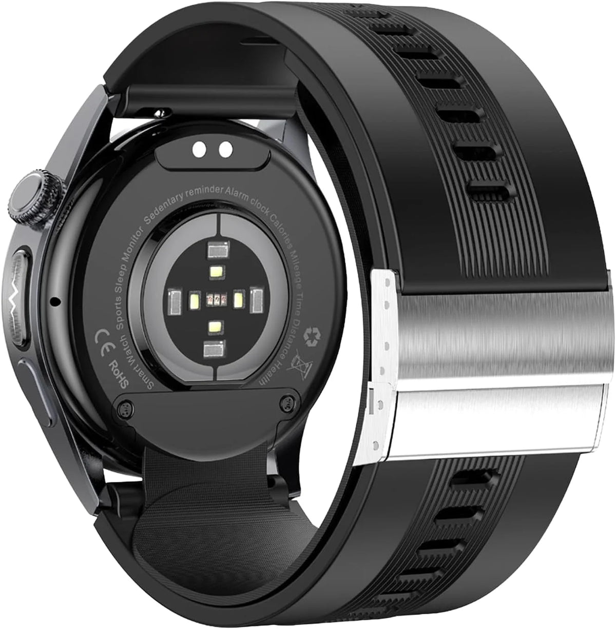 Knauermann PRO 4 Air (2026) Smartwatch i tracker fitness dla kobiet i mężczyzn, AMOLED zawsze włączony, IP66, Bluetooth 5.3, bateria do 25 dni, Android i iOS, czarny, okrągły, pakiet premium
