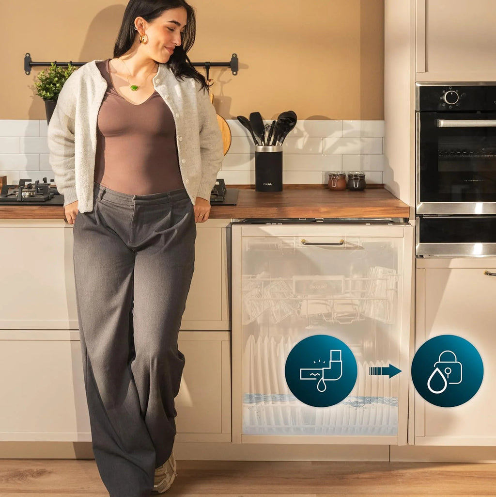 Cecotec Wbudowana zmywarka do naczyń 60 cm Bolero Aguazero 6500 Full-BI. 15 sztućców, trzeci pojemnik, niskie zużycie energii, 6 programów z Dual Zone Wash, O2 Dry, Motor Inverter Plus