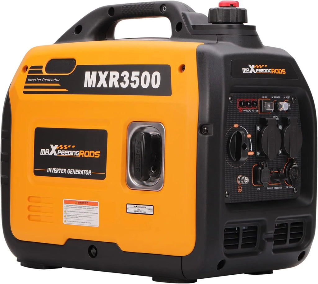 maXpeedingrods Inwerterowy generator prądu 3300 W, benzyna, 4-suwowa, z gniazdami USB i gniazdami 230 V, super cichy i lekki agregat zasilania awaryjnego na kemping…