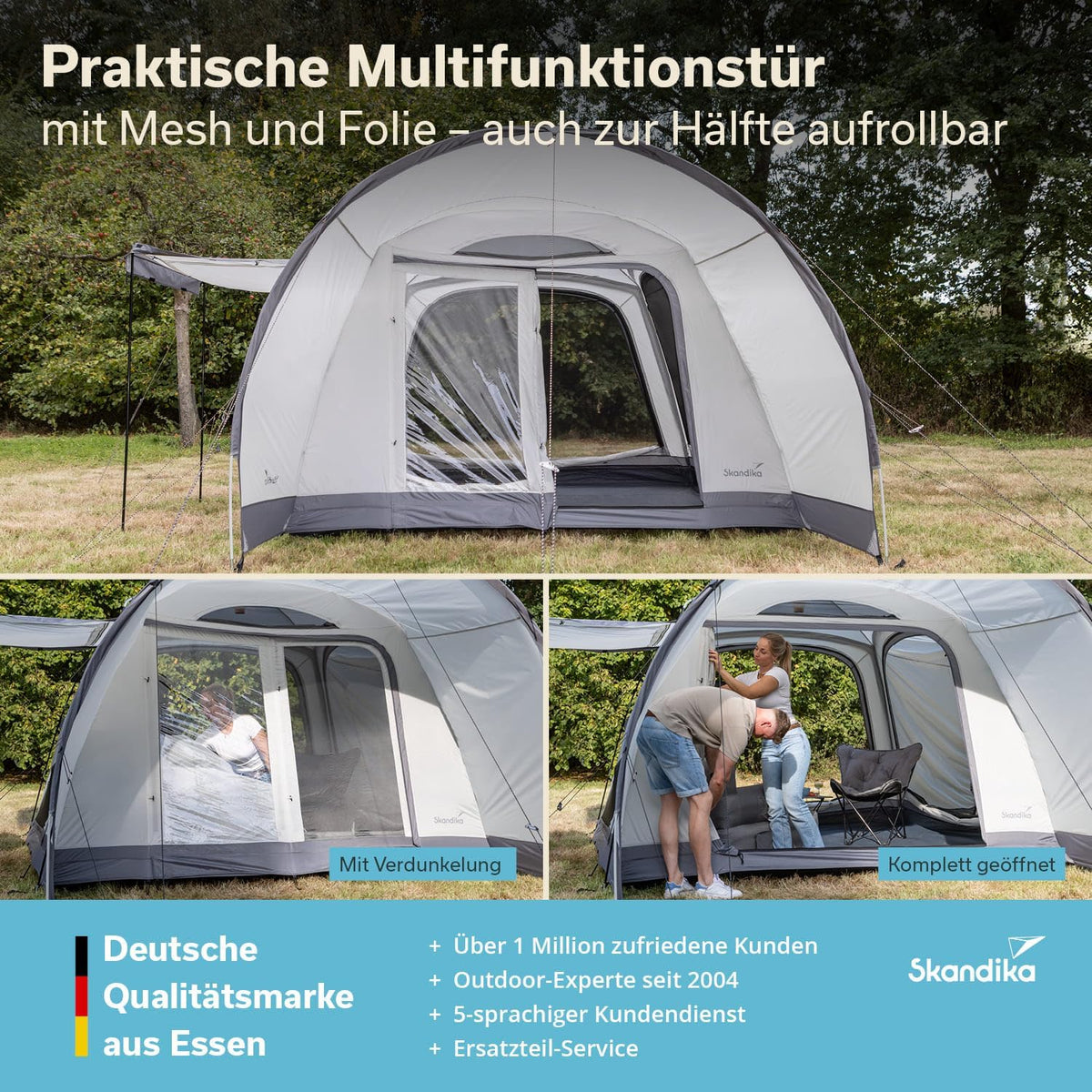 Skandika Pitea 4 Flex Protect Bundle namiot kopułowy z kluczem Van Plus | namiot kempingowy dla 4 osób, z śluzą do furgonetki, wszyta podłoga, słup wody 5000 mm, UPF 50+ | namiot, kemping, do