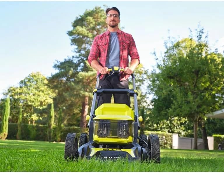 Ryobi kosiarka 18 V ONE+ bezszczotkowa kosiarka do trawy, 46 cm (2 18 V x 5,0 Ah)