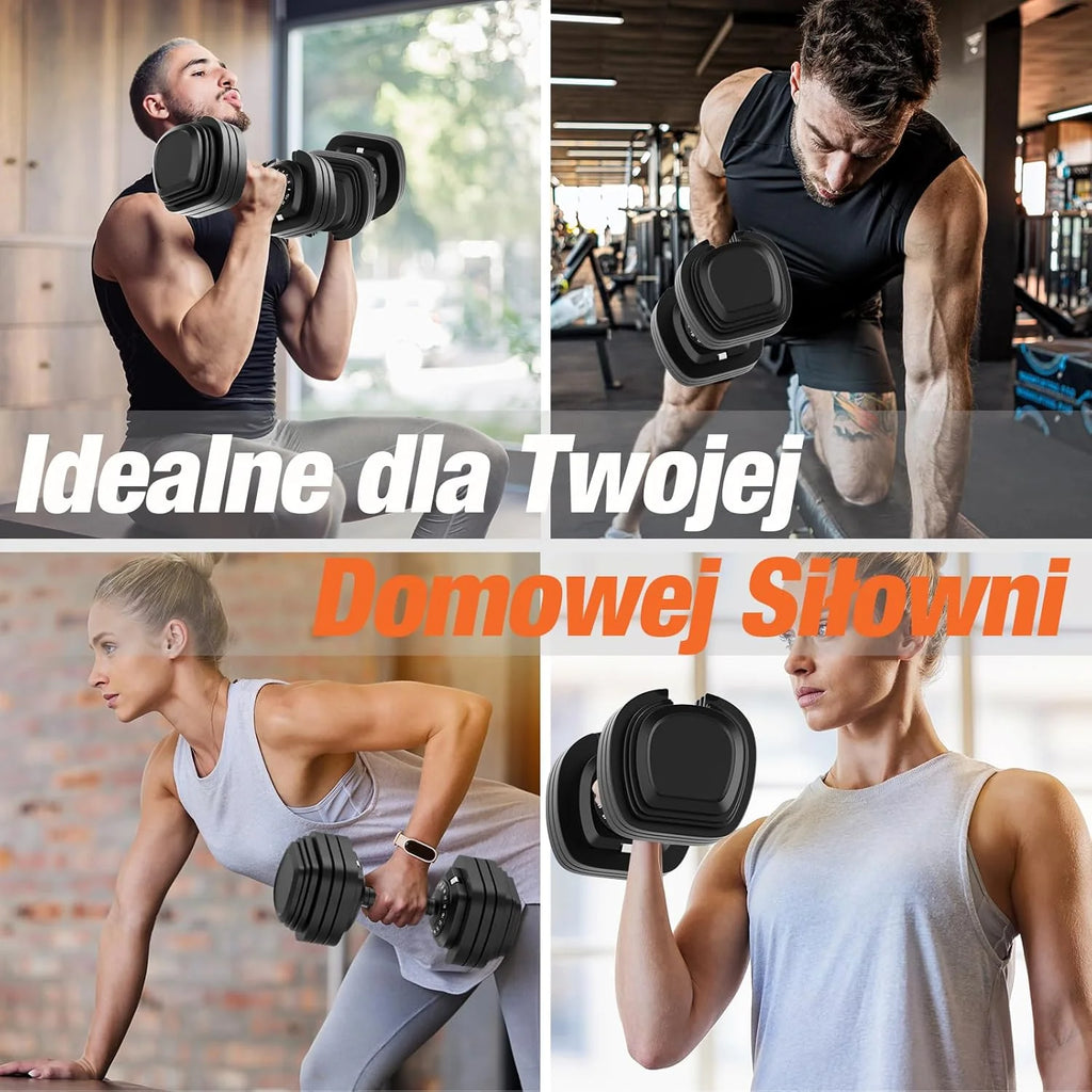 DH FitLife 2026 Nowy Zestaw Hantli – Regulowane Hantle Krótkie 2,5–25 kg z 18 Poziomami Wagi | Zestaw Hantli Krótkich z Obciążeniem | Dumbbell Set dla Mężczyzn i Kobiet