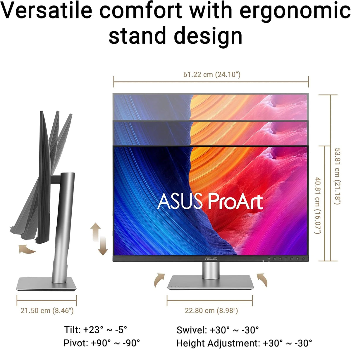 ASUS ProArt PA27JCV profesjonalny monitor 27 5K - 16:9, 5120 x 2880, 10-bitowy, LuxPixel AGLR, Auto KVM, ergonomiczny, Calman, DisplayHDR 500 - DisplayPort, HDMI, 96 W USB-C, koncentrator USB