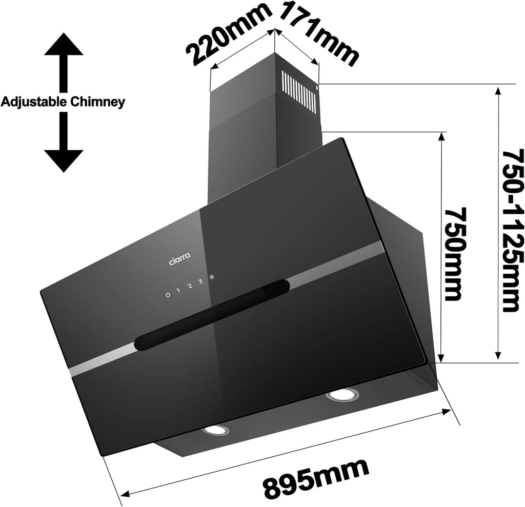 CIARRA Okap kuchenny dekoracyjny 90cm
