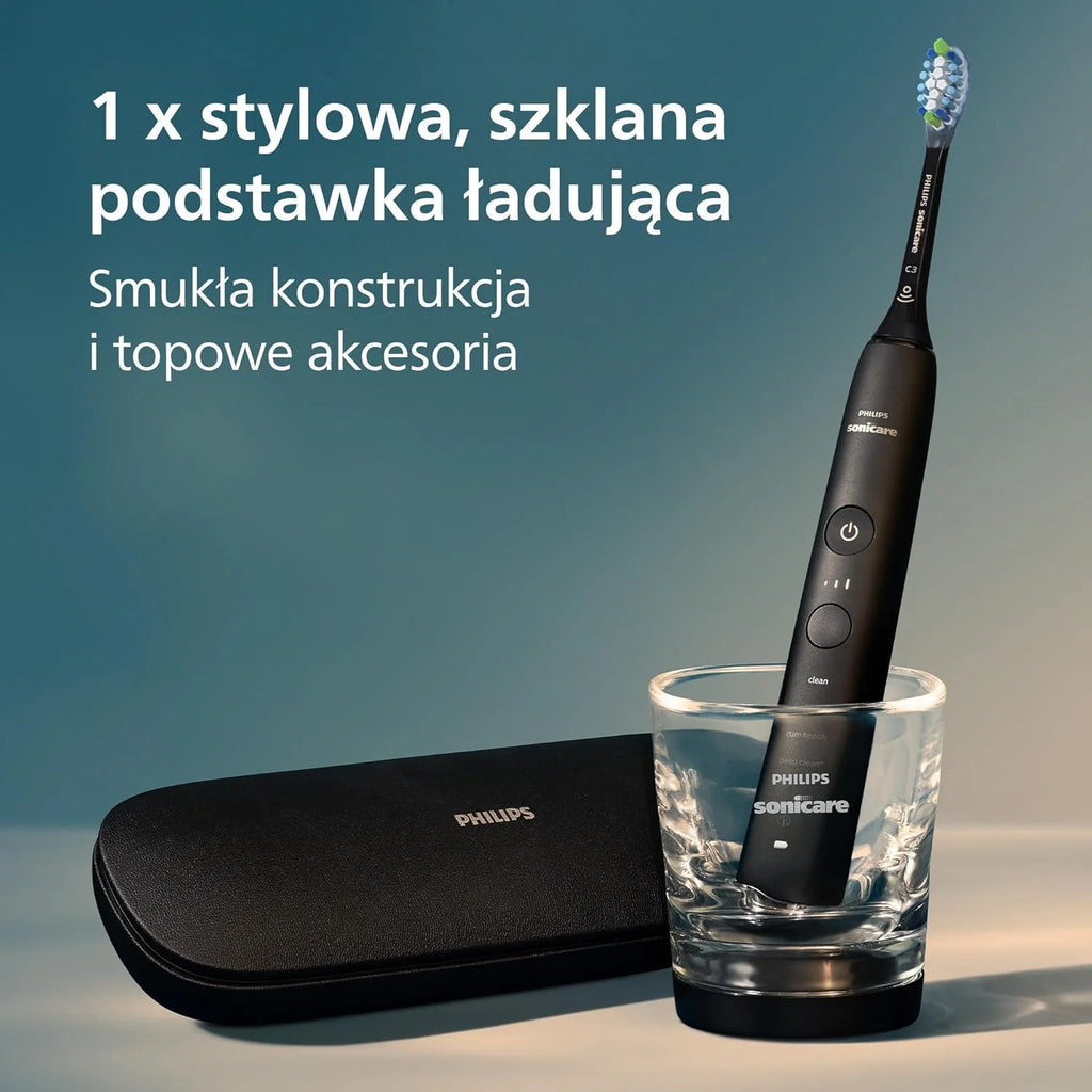Szczoteczka elektryczna Philips Sonicare DiamondClean 9000, podwójne opakowanie, szczoteczka soniczna z aplikacją, czujnik nacisku, szklanka do ładowania, kolor czarny i Rosegold, model HX9914/61