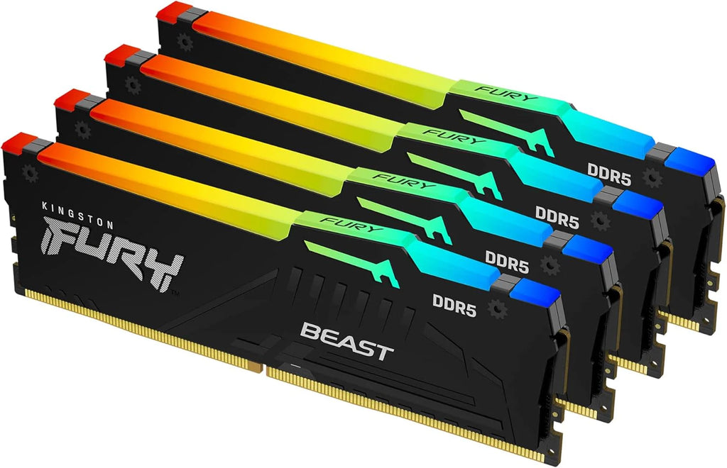 Kingston FURY Beast Czarny RGB XMP 64GB 6000MT/s DDR5 CL40 DIMM Pamięć gracza dla komputerów stacjonarnych Zestaw 4 - KF560C40BBAK4-64
