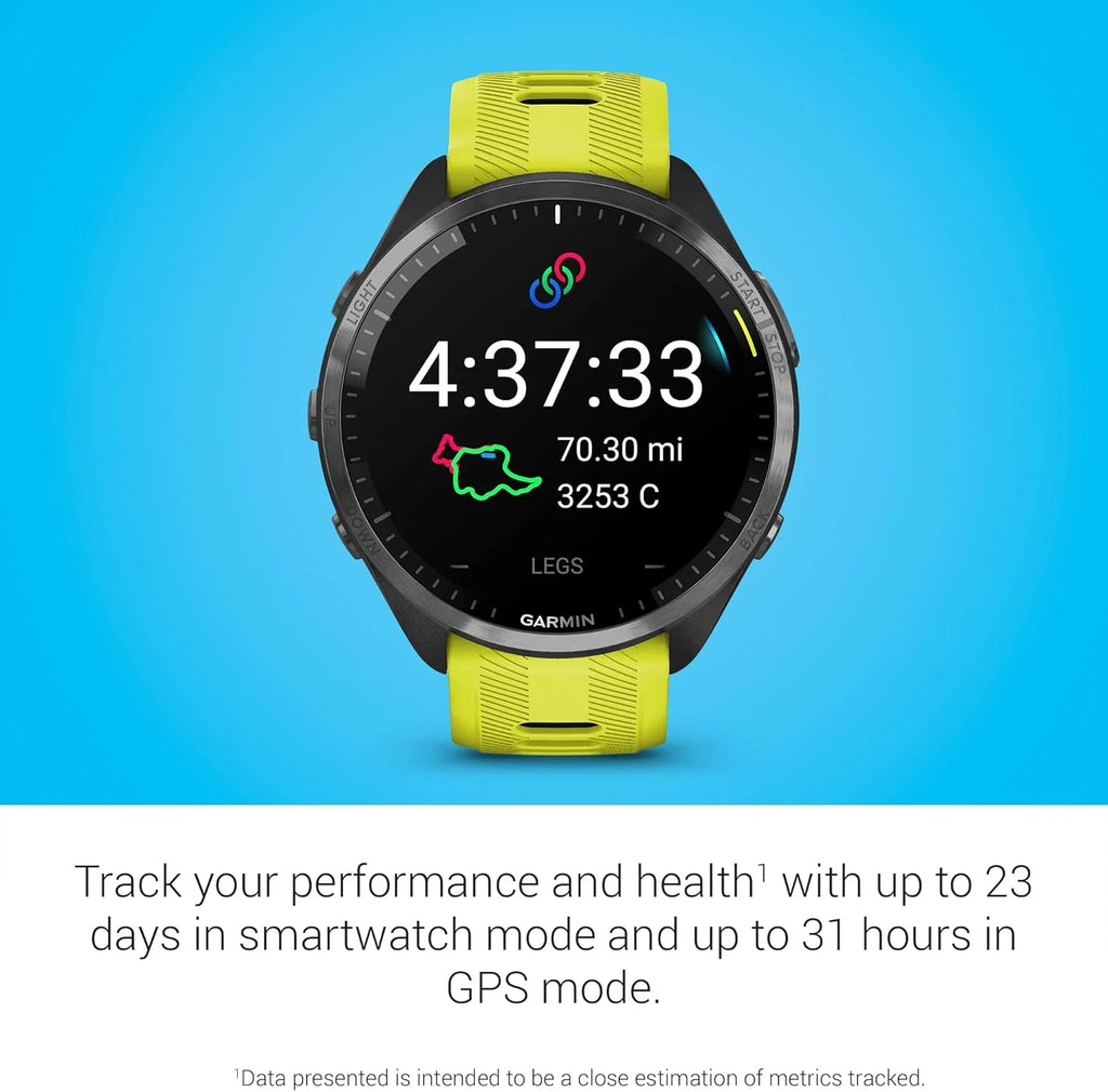 Garmin Forerunner® 965 Inteligentny zegarek do biegania, kolorowy wyświetlacz AMOLED, pomiary treningu i informacje o odzyskiwaniu, czarny i pudrowo-szary, 010-02809-00