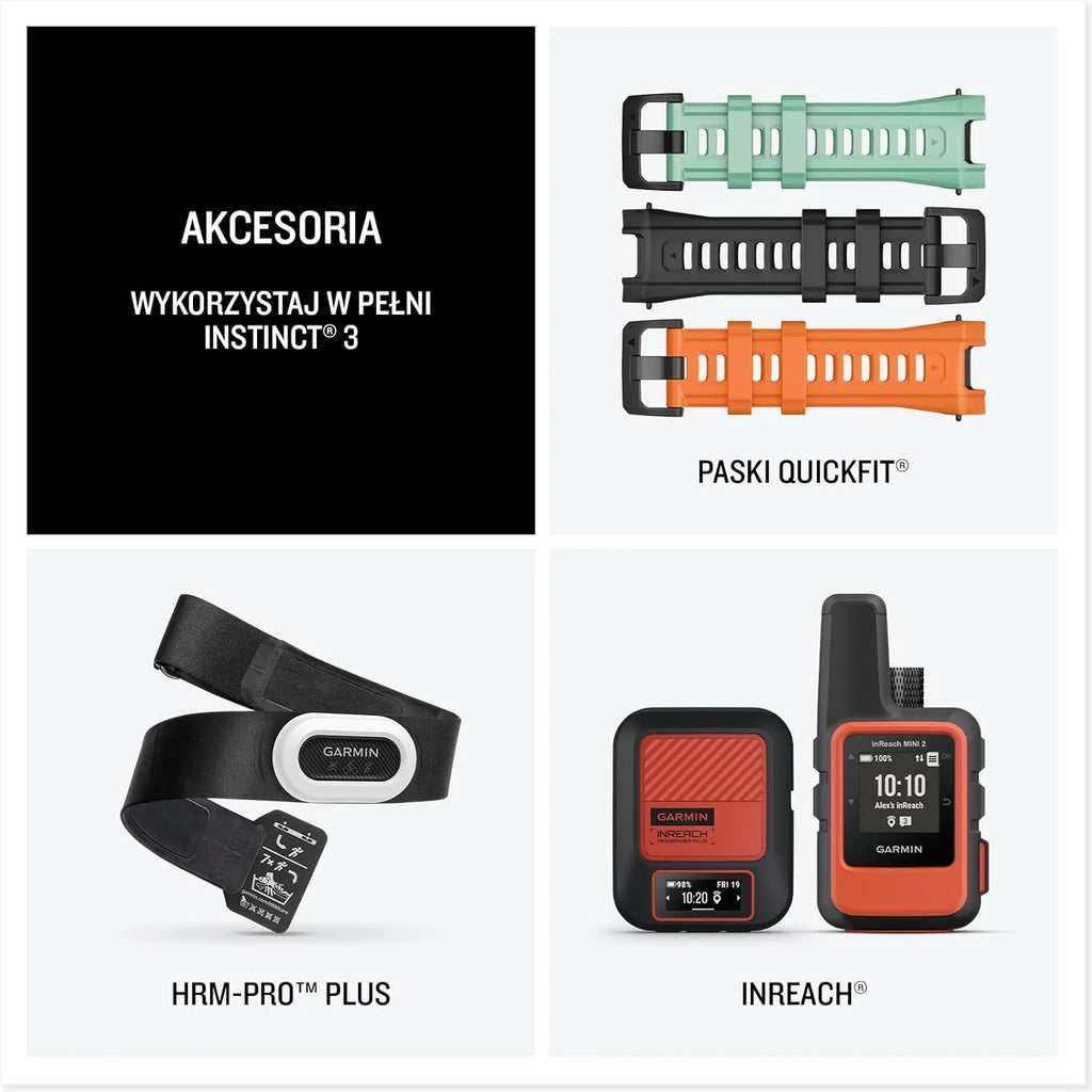 Garmin Instinct 3 SOLAR Wytrzymały Smartwatch GPS, 45 mm, Wbudowane Aplikacje Sportowe i Zdrowotne, Latarka LED, 10ATM, Sunburst