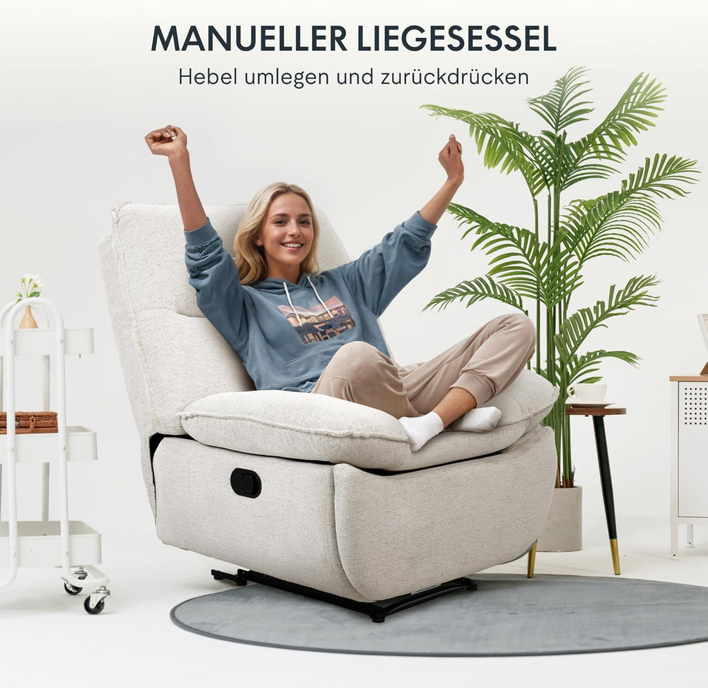 Fotel relaksacyjny FLEXISPOT XC6, sofa obrotowa z funkcją bujania, fotel telewizyjny z regulowanym oparciem, fotel rozkładany do sypialni, salonu i kina domowego (beżowy)