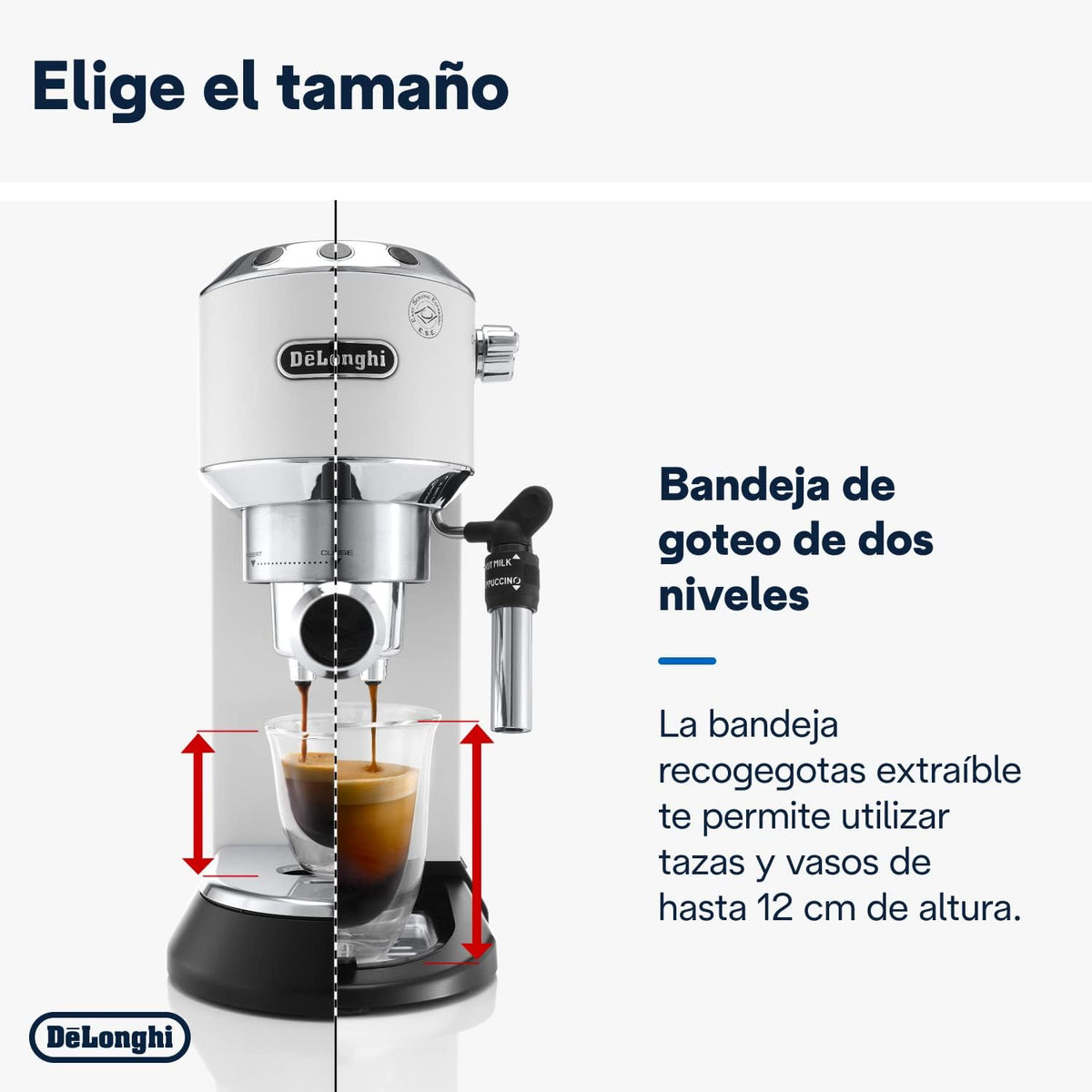 De'Longhi Dedica – Ekspres do kawy ze stali nierdzewnej z pompką do kawy mielonej lub na kapsułki, espresso i cappuccino, zbiornik 1,3 litra, system zapobiegający kapaniu, model EC685.M, kolor metaliczny