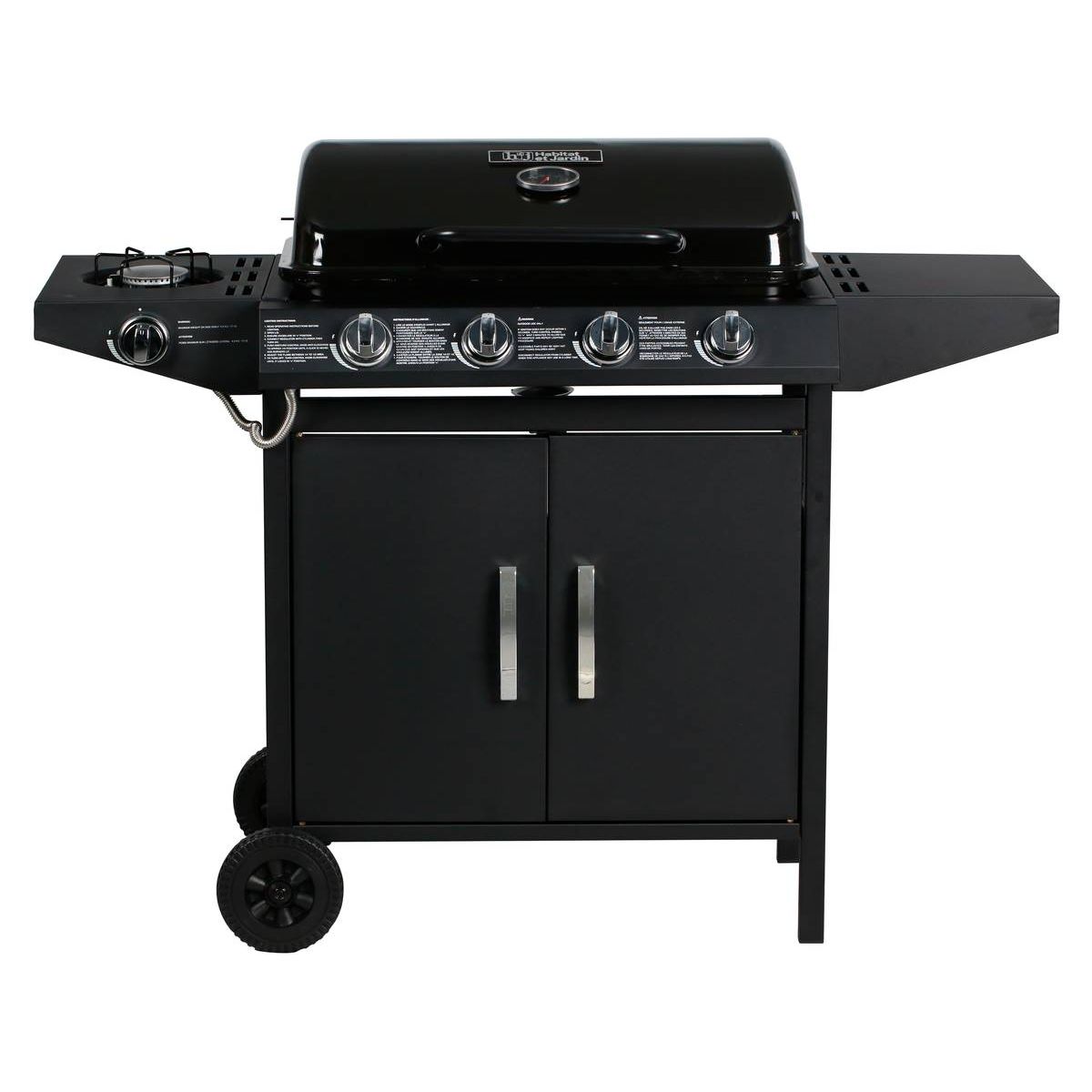 Grill gazowy „Festa 5” – 5 palników (1 strona) – 12,9 kW – czarny