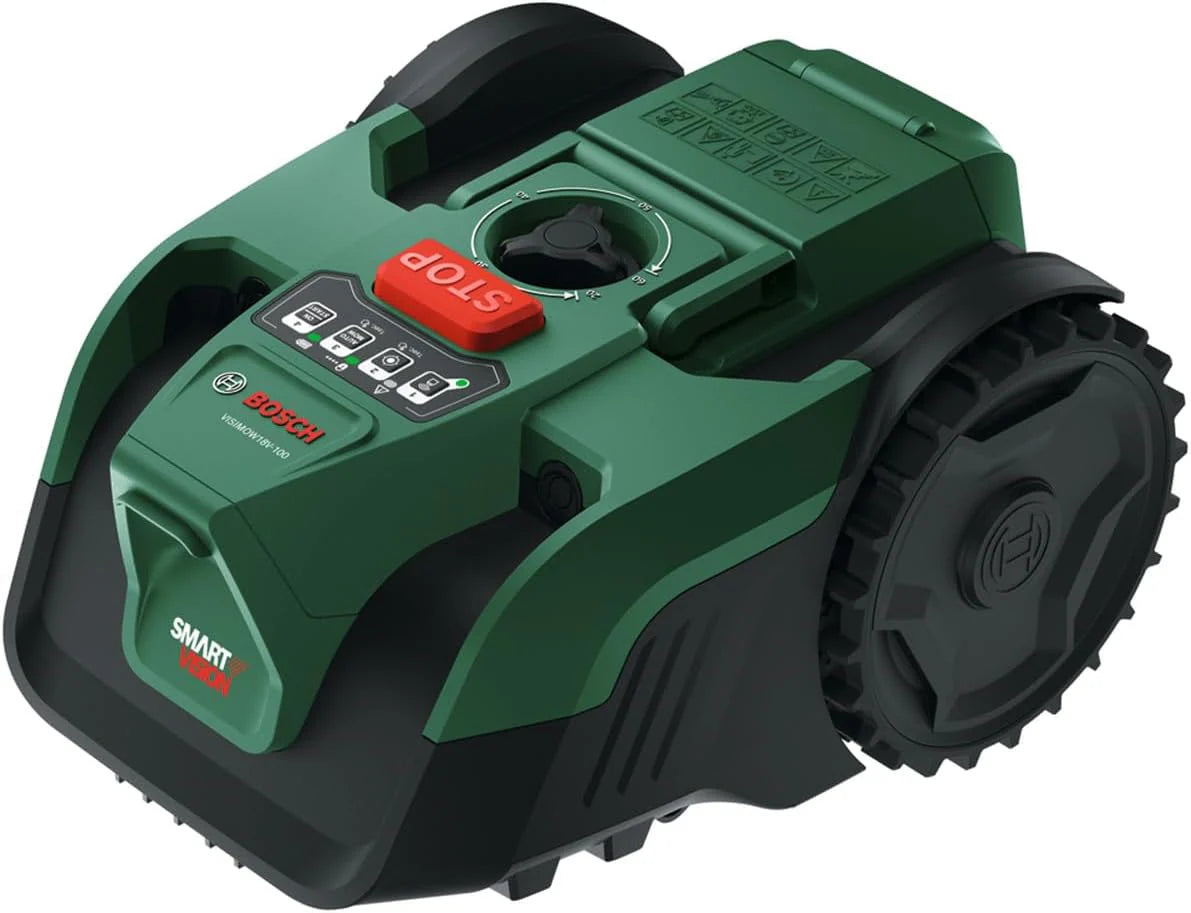 Bosch Akumulatorowy robot koszący VISIMOW18V-100 (do trawników o powierzchni do 100 m², szerokość cięcia: 16 cm, wysokość cięcia: 20 – 60 mm, bez akumulatora)