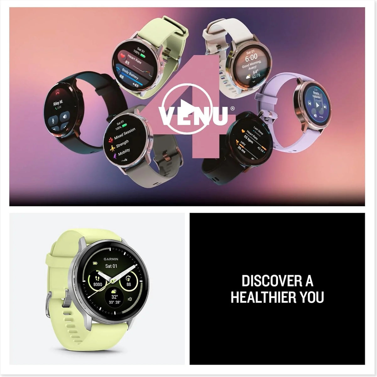 Garmin Venu 4 Premium Smartwatch GPS 41mm, AMOLED, Latarka LED, Slate Black/Black