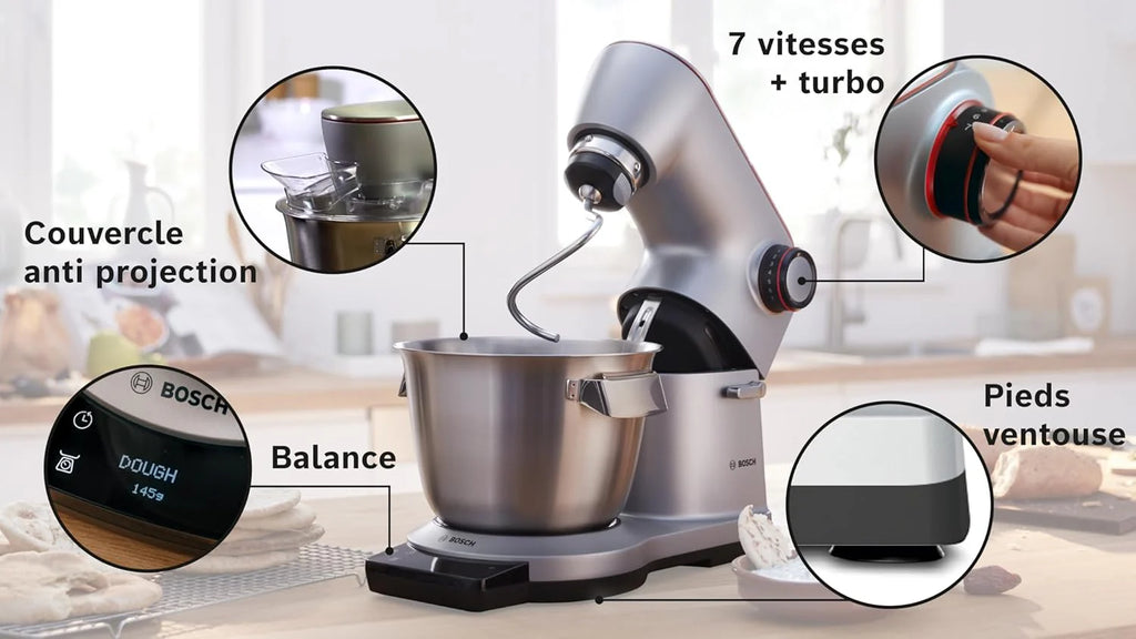 Bosch Robot Kuchenny z Wbudowaną Wagą MUM9AX5S00 Optimum, Tworzywo Sztuczne/Metal, 1600 W, 5,5 l, Srebrny