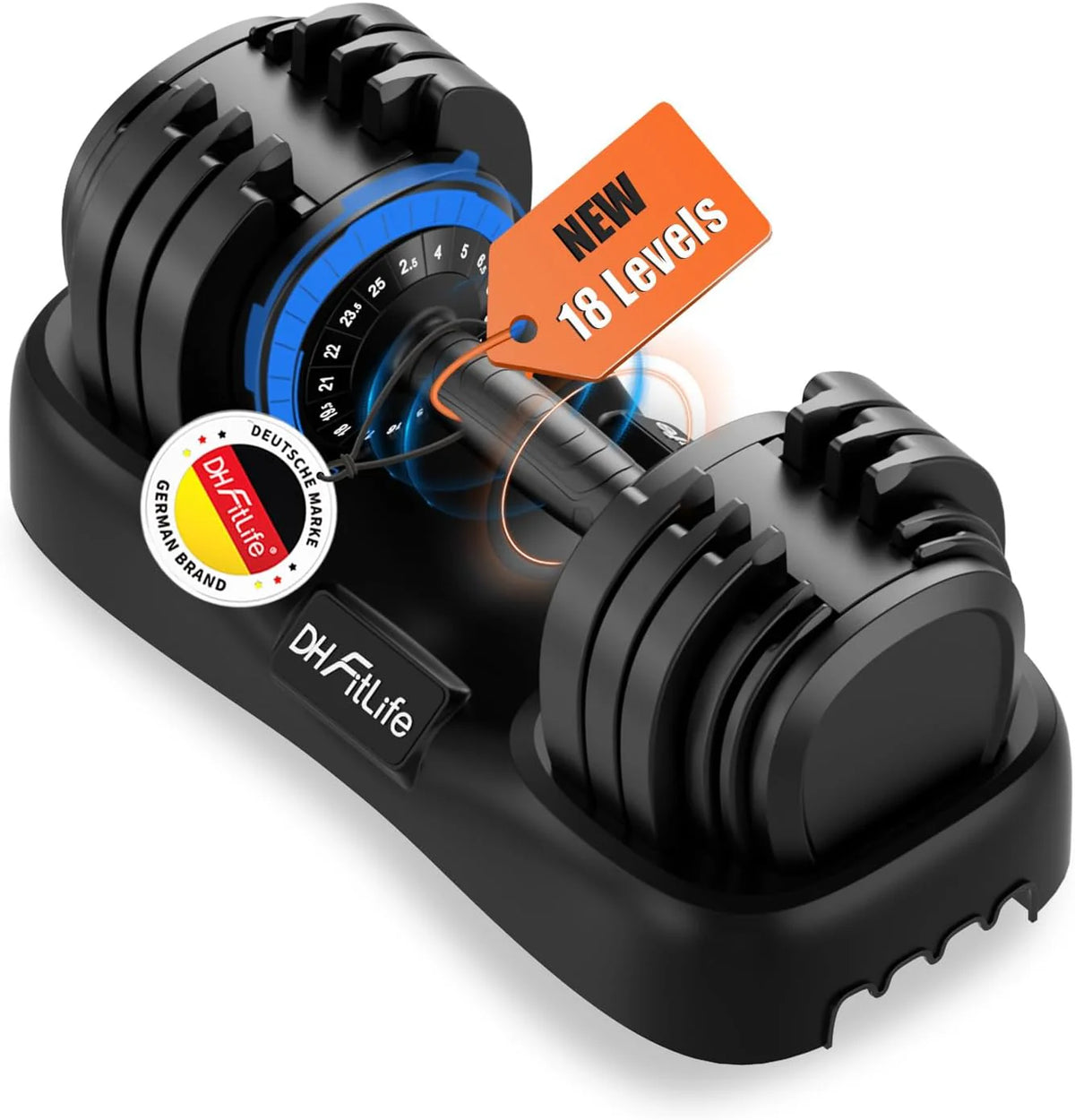 DH FitLife 2026 Nowy Zestaw Hantli – Regulowane Hantle Krótkie 2,5–25 kg z 18 Poziomami Wagi | Zestaw Hantli Krótkich z Obciążeniem | Dumbbell Set dla Mężczyzn i Kobiet